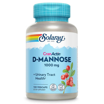 SOLARAY D-Mannose 1000mg with CranActin Cranberry Supplement 400mg, Urinary Tract Health & Bladder Support Capsules with Vitamin C, Vegan, 60 Day Guarantee, 60 Servings, 120 VegCaps (120 CT) SOLARAY buy supplements canada