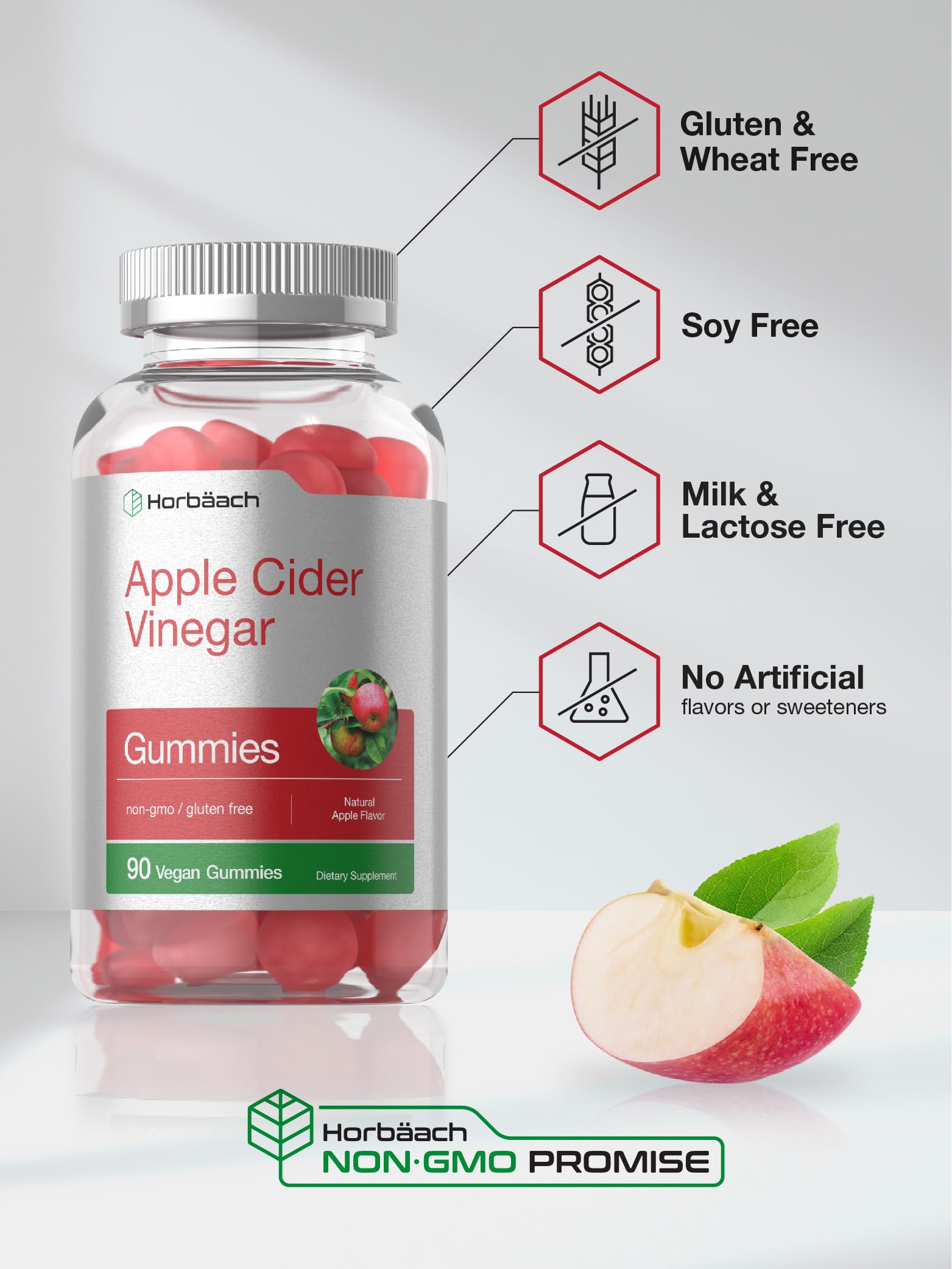 Vegan Apple Cider Vinegar Gummies | 90 Count | ACV Supplement | Natural Apple Flavor Horbäach buy supplements canada