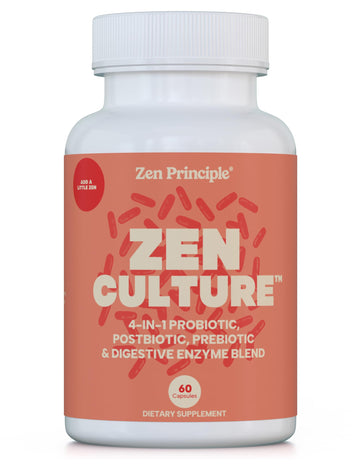 Zen Principle Zenculture™ – 4-in-1 Synbiotic Supplement (Probiotic + Prebiotic + Postbiotic + Digestive Enzymes) with CoreBiome®. Anti Bloating, Immune & Brain-Gut Health. 60 Capsules Zen Principle buy supplements canada