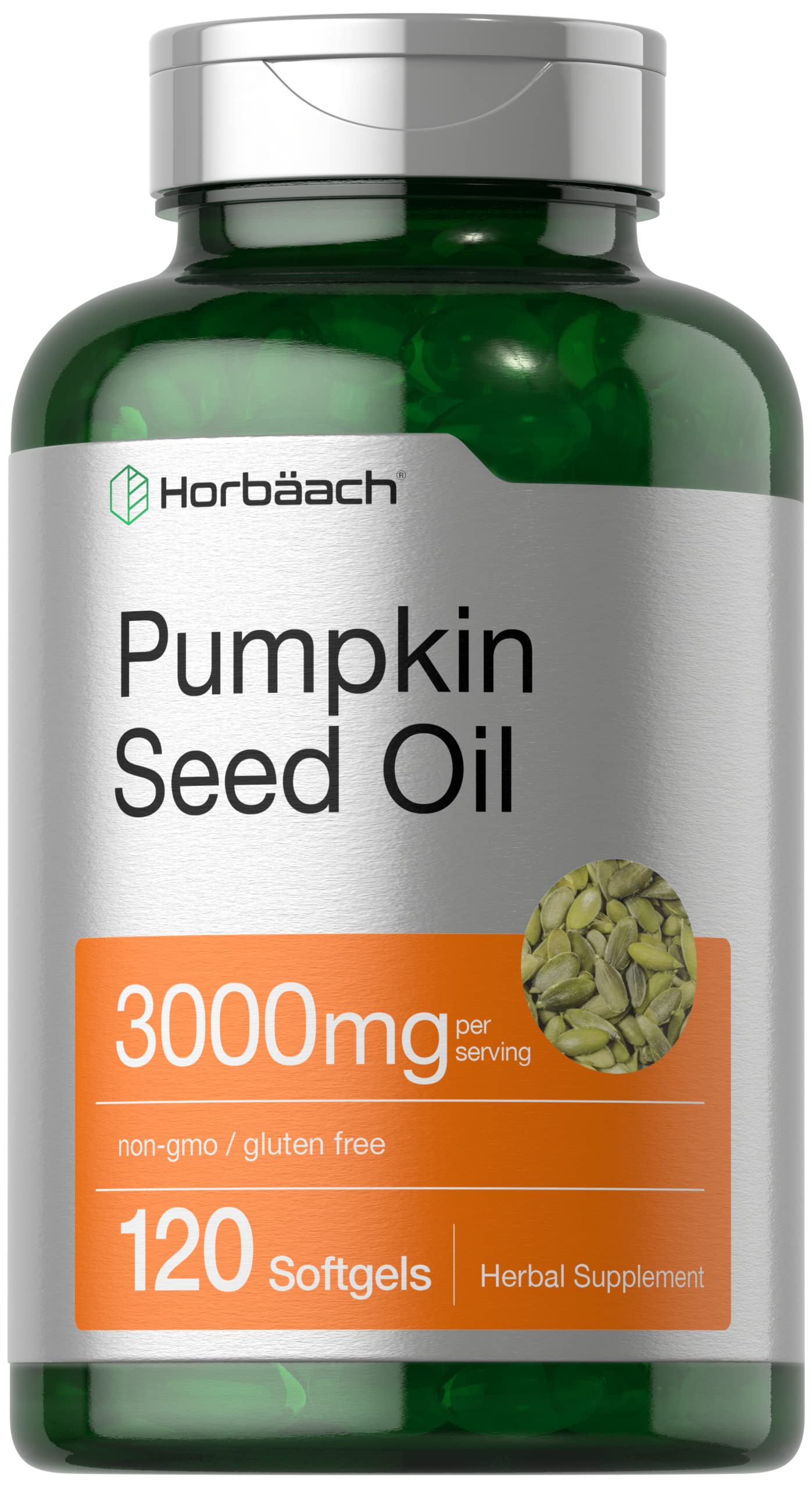 Horbäach Pumpkin Seed Oil | 3000mg | 120 Softgel Capsules | Cold Pressed Dietary Supplement | Non-GMO and Gluten Free Formula Horbäach buy supplements canada