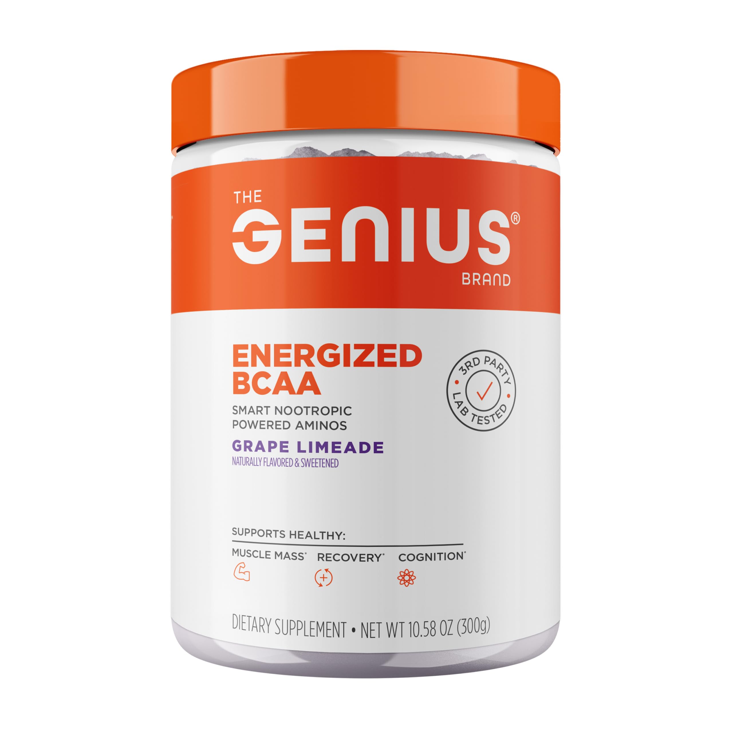 Genius BCAA Powder - 5g Vegan BCAAs L-Glutamine, Cognizin & Rhodiola Muscle Recovery Energy Support 100mg Caffeine Pre, Intra, Post-Workout Nootropic Supplement for Focus & Performance - Grape Limeade The Genius Brand buy supplements canada
