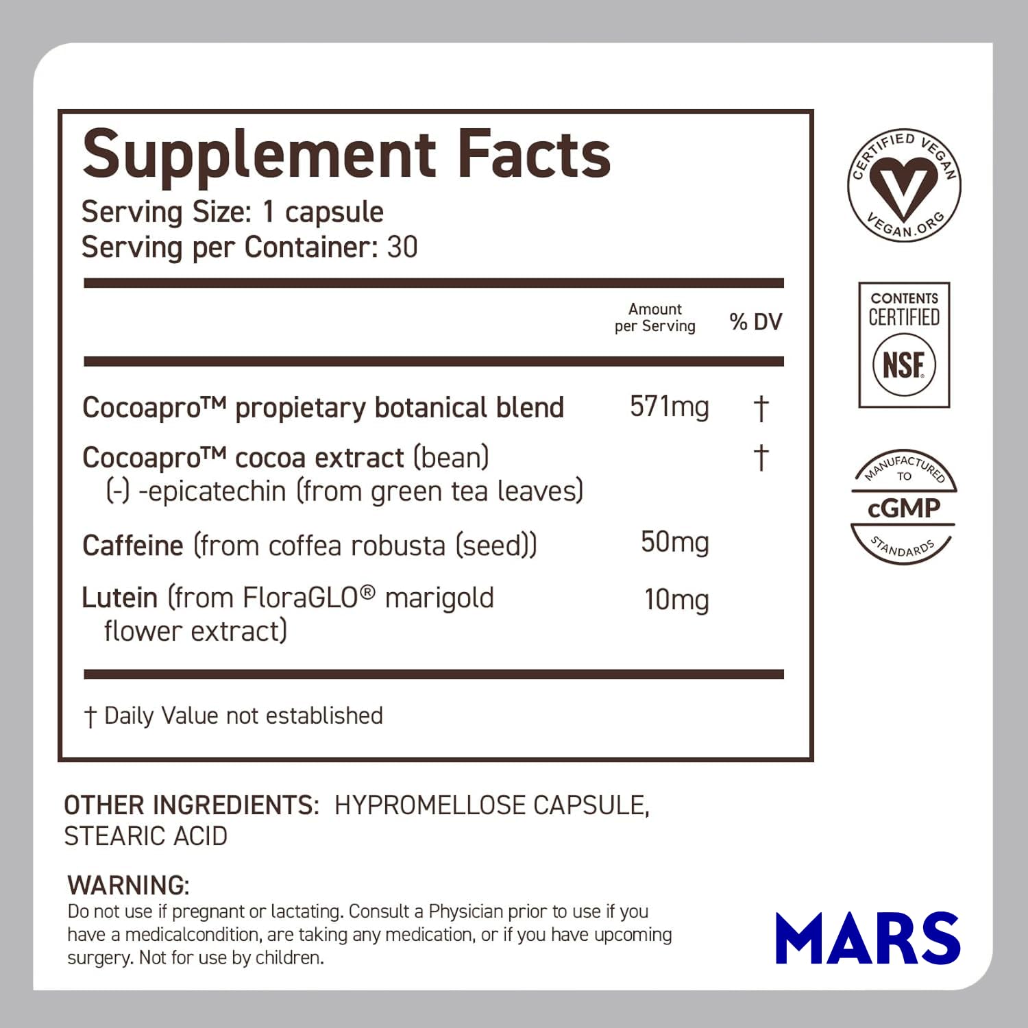 CocoaVia Memory & Focus Brain Supplement, 90 Day, Cocoa Flavanol Blend, Lutein, Added Caffeine for Boost. Improve Cognitive Function, Attention, Vegan & Plant Based, 90 Capsules CocoaVia buy supplements canada
