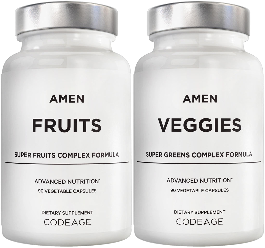 Amen Fruits + Veggies Vitamins Bundle, Raw Whole Food Multivitamin Capsules, Greens Vegetables, Red Fruits & Berries Vegan Blend, Fibers + Phytonutrients Superfood Minerals Supplement, Non-GMO, 180 ct Amen buy supplements canada