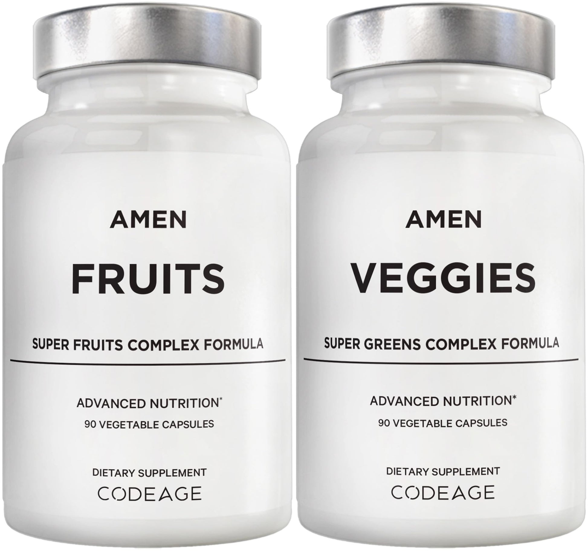 Amen Fruits + Veggies Vitamins Bundle, Raw Whole Food Multivitamin Capsules, Greens Vegetables, Red Fruits & Berries Vegan Blend, Fibers + Phytonutrients Superfood Minerals Supplement, Non-GMO, 180 ct Amen buy supplements canada