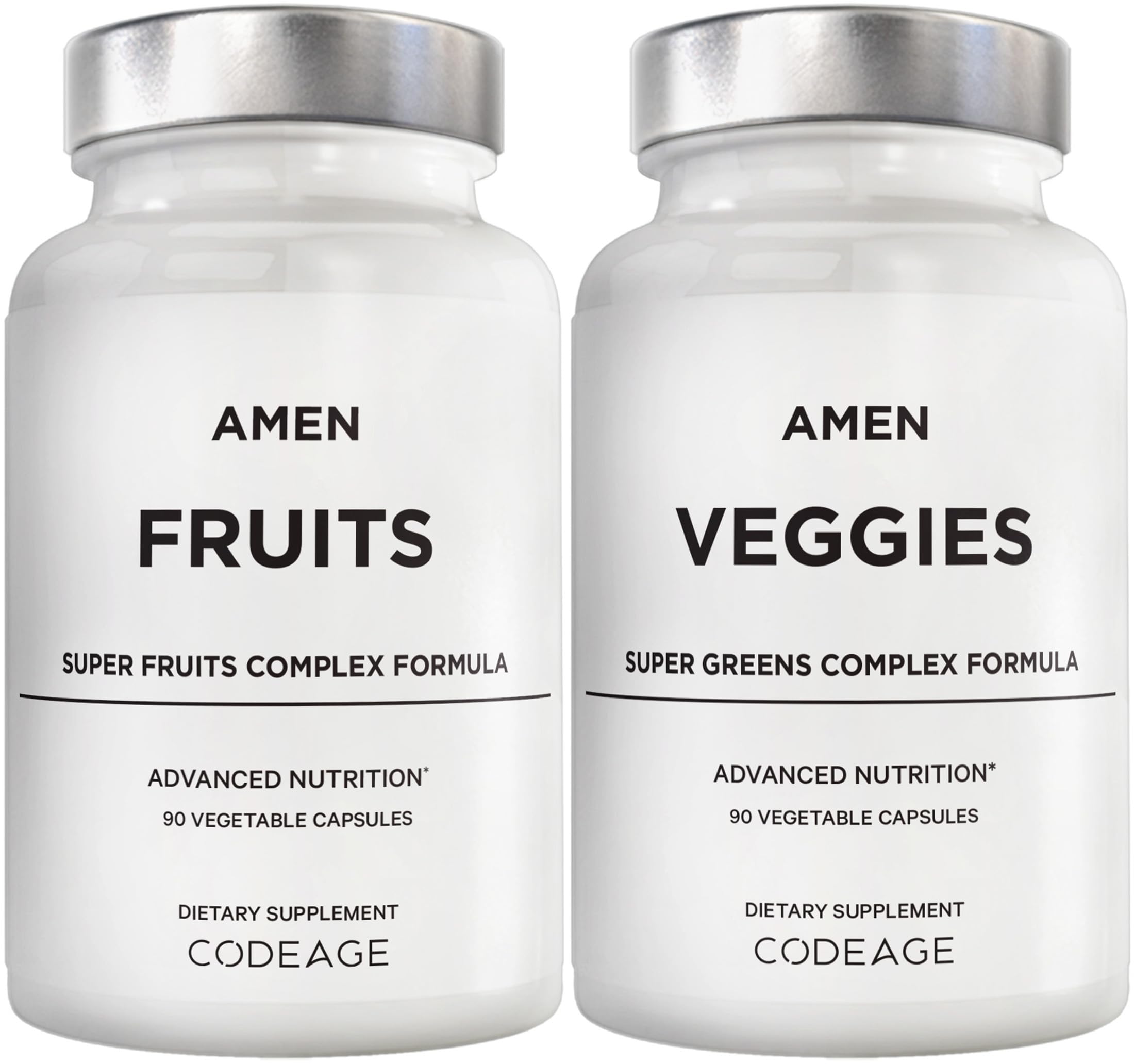 Amen Fruits + Veggies Vitamins Bundle, Raw Whole Food Multivitamin Capsules, Greens Vegetables, Red Fruits & Berries Vegan Blend, Fibers + Phytonutrients Superfood Minerals Supplement, Non-GMO, 180 ct Amen buy supplements canada