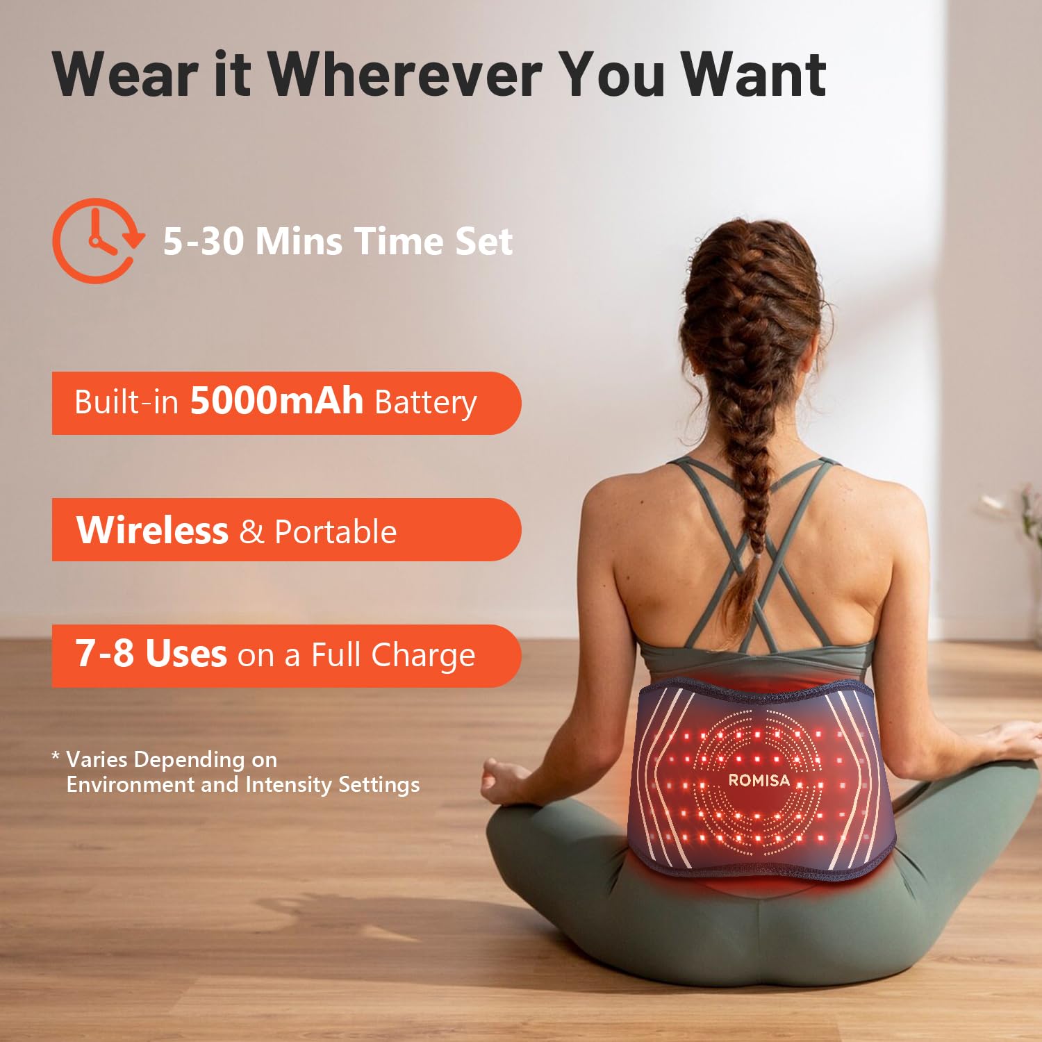 ROMISA Red Light Therapy Belt - Infrared Light Therapy Vibration Rechargeable 660nm&850nm ROMISA buy supplements canada