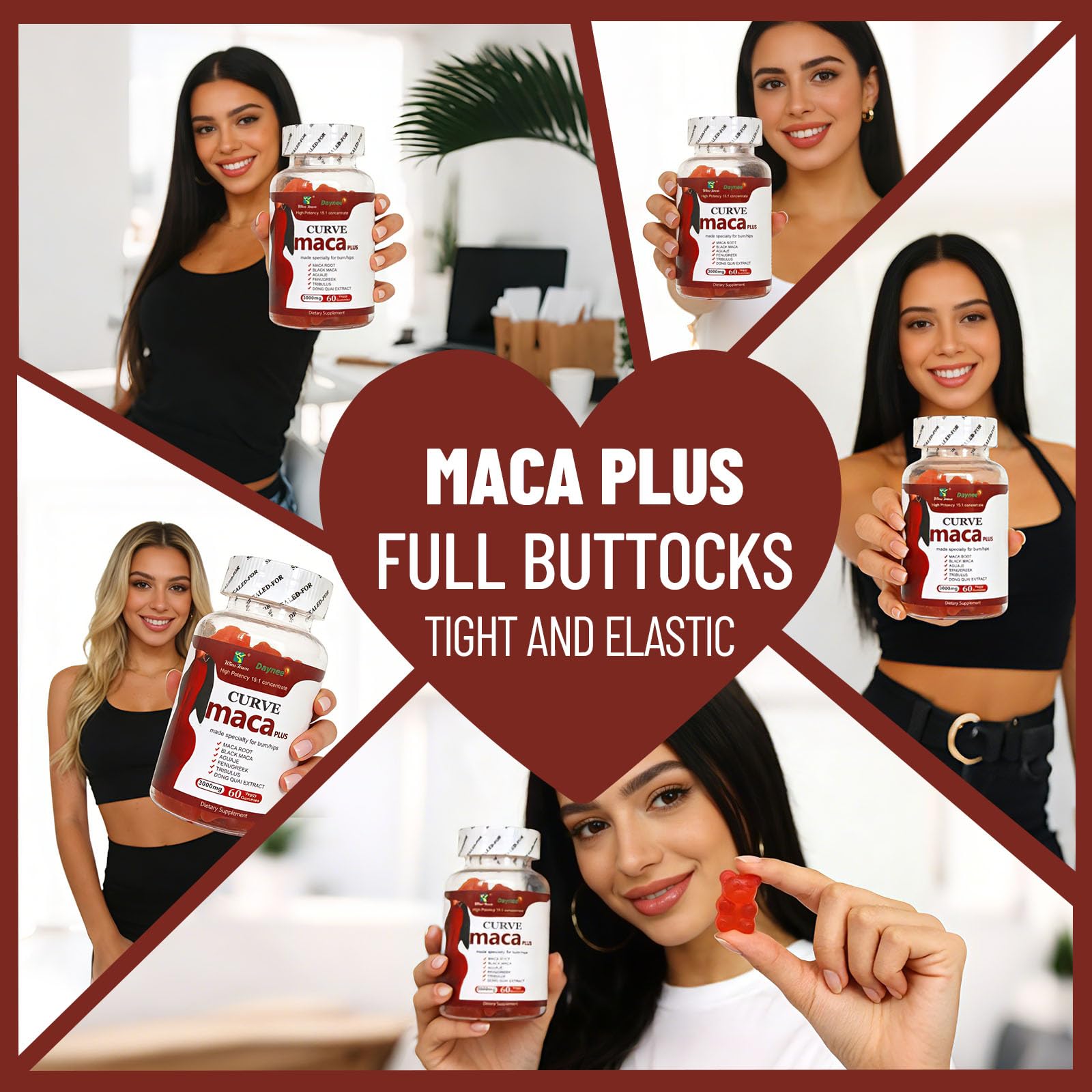 Wins Town Maca Plus Gummies 3000mg, Glute Boost Vitamins for Women, Supports Curves, Energy & Skin Health, Strawberry Flavor, Vegan, 60 Count Wins Town buy supplements canada