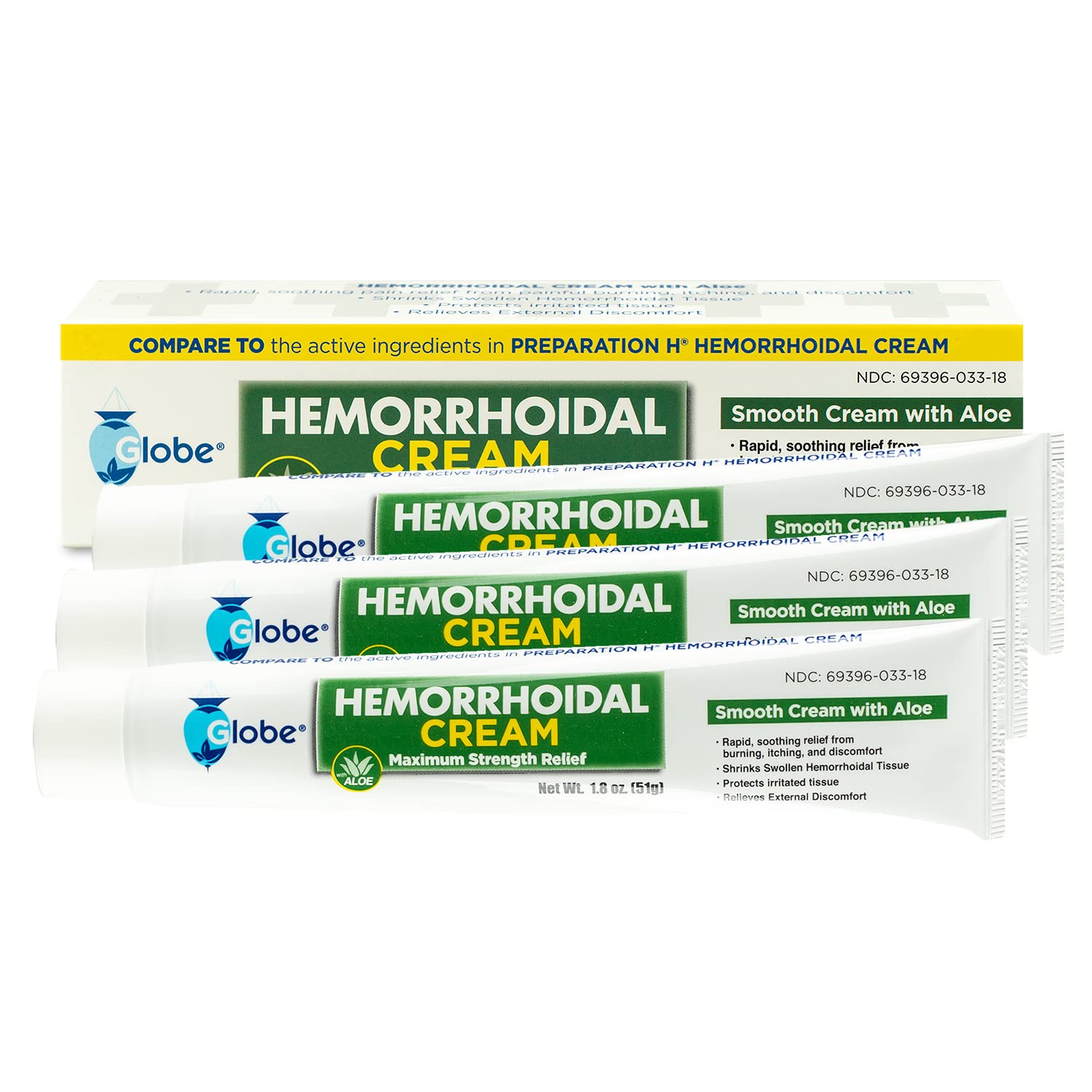 Globe Hemorrhoidal Cream (2 Pack) 1.8 oz w/Applicator Phenylephrine, Pramoxine with Aloe, Relief from Burning, Itching and Discomfort of Hemorrhoids. Globe buy supplements canada