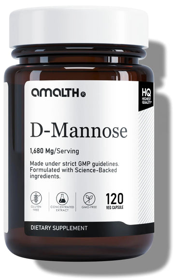 AMALTH D-Mannose Capsules 1680 mg per Serving, 120 Vegan Capsules, Pure Single Ingredient Mannose Supplement, Urinary Tract Support, UTI Wellness Support, Non GMO, Gluten Free AMALTH buy supplements canada