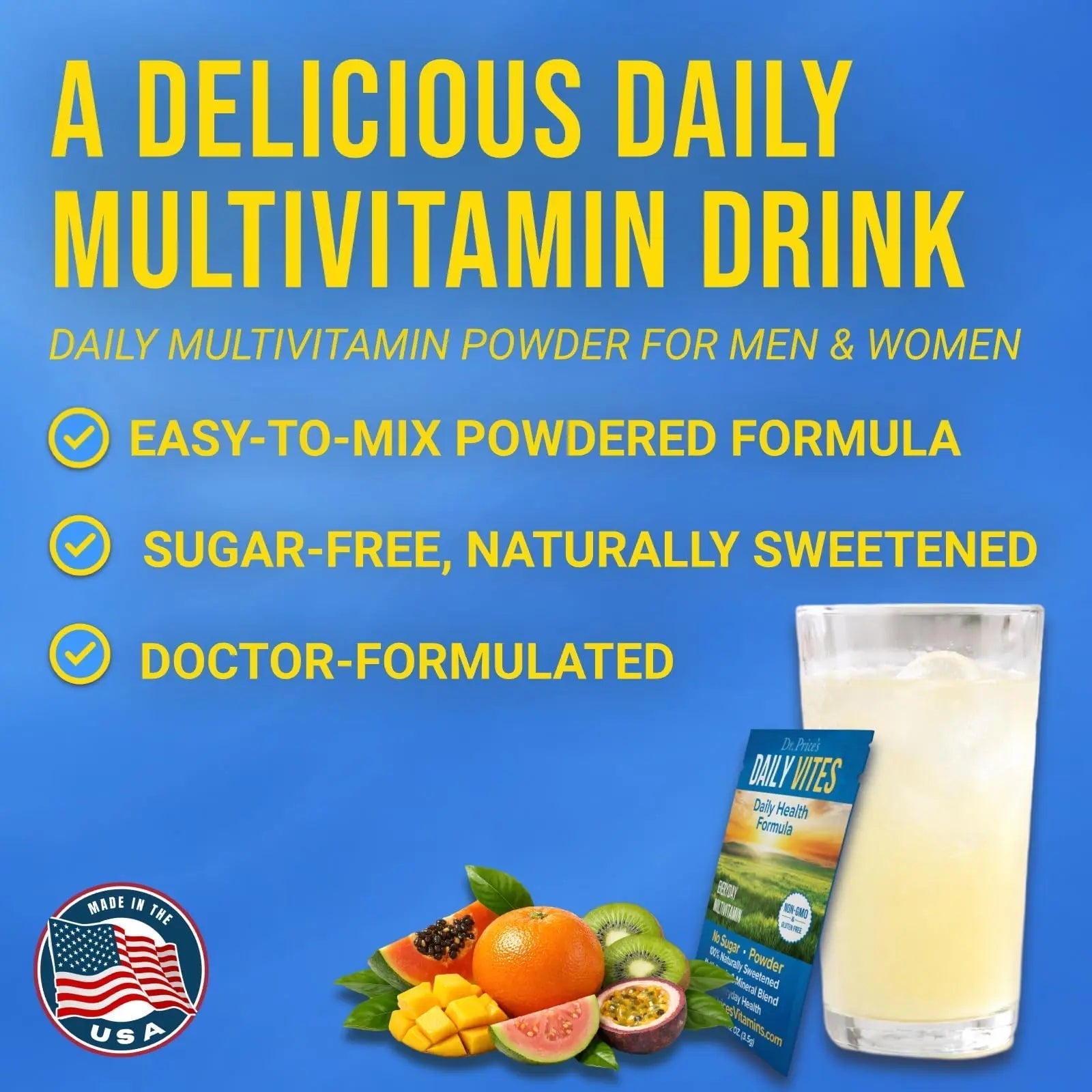 Dr. Price's Multivitamin for Women and Men | Tropical 30 Servings | Daily Supplement Powder with Vitamin C, B Complex & Minerals | Dr. Price's Vitamins buy supplements canada