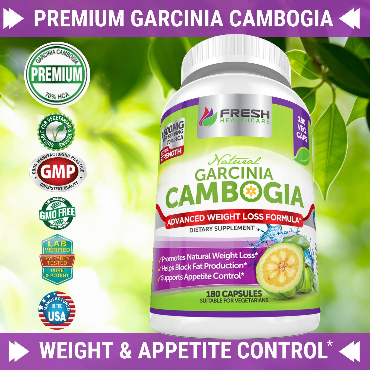 Fresh Healthcare 100% Pure Garcinia Cambogia Extract - All Natural Appetite Suppressant FRESH HEALTHCARE buy supplements canada