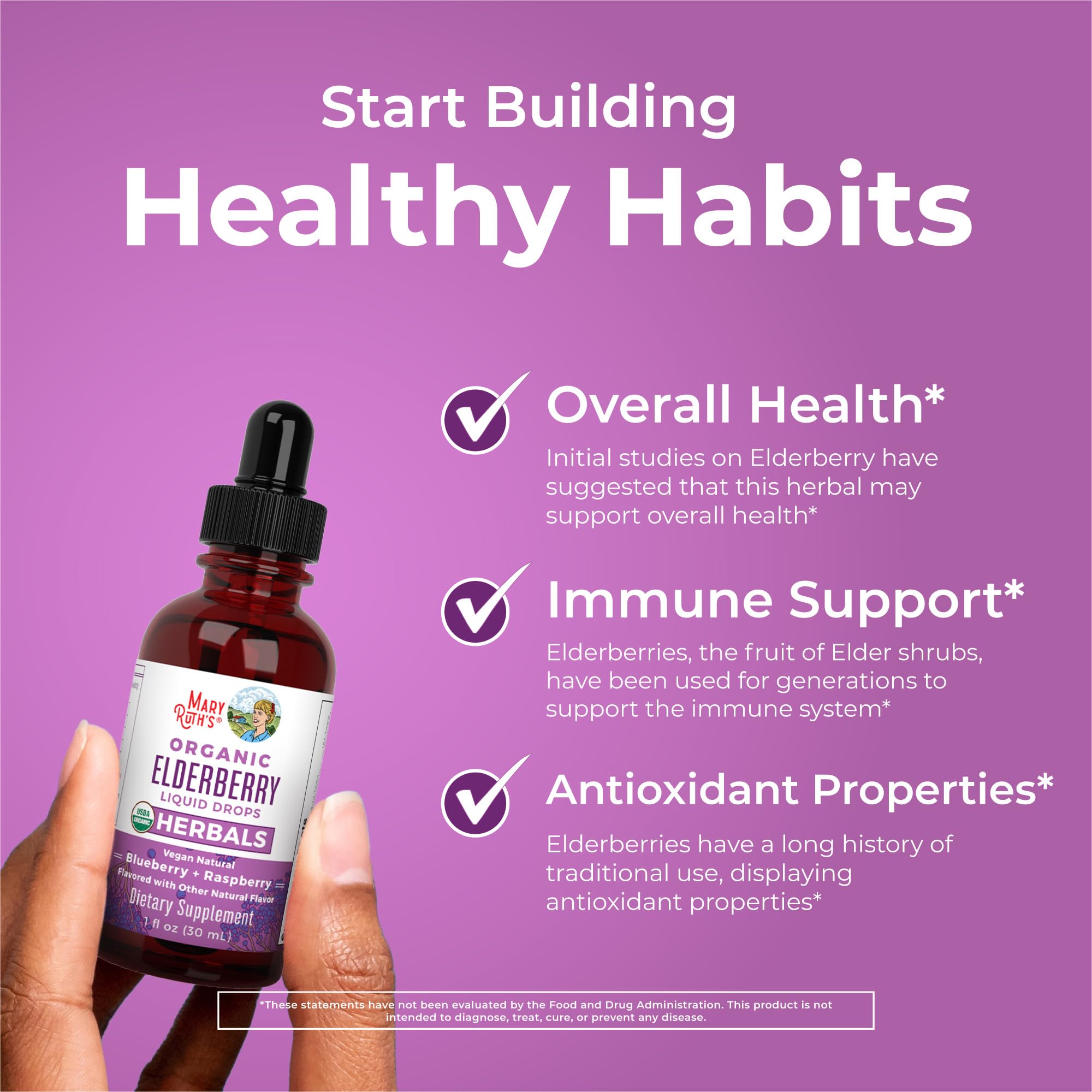 MARYRUTH'S Elderberry Liquid Drops for Adults & Kids | Immune Support | Antioxidant | Overall Wellness | Elder Berry Extract | USDA Organic | Sugar Free | Vegan | Non-GMO | Gluten Free | 1 Fl Oz MARYRUTH'S buy supplements canada