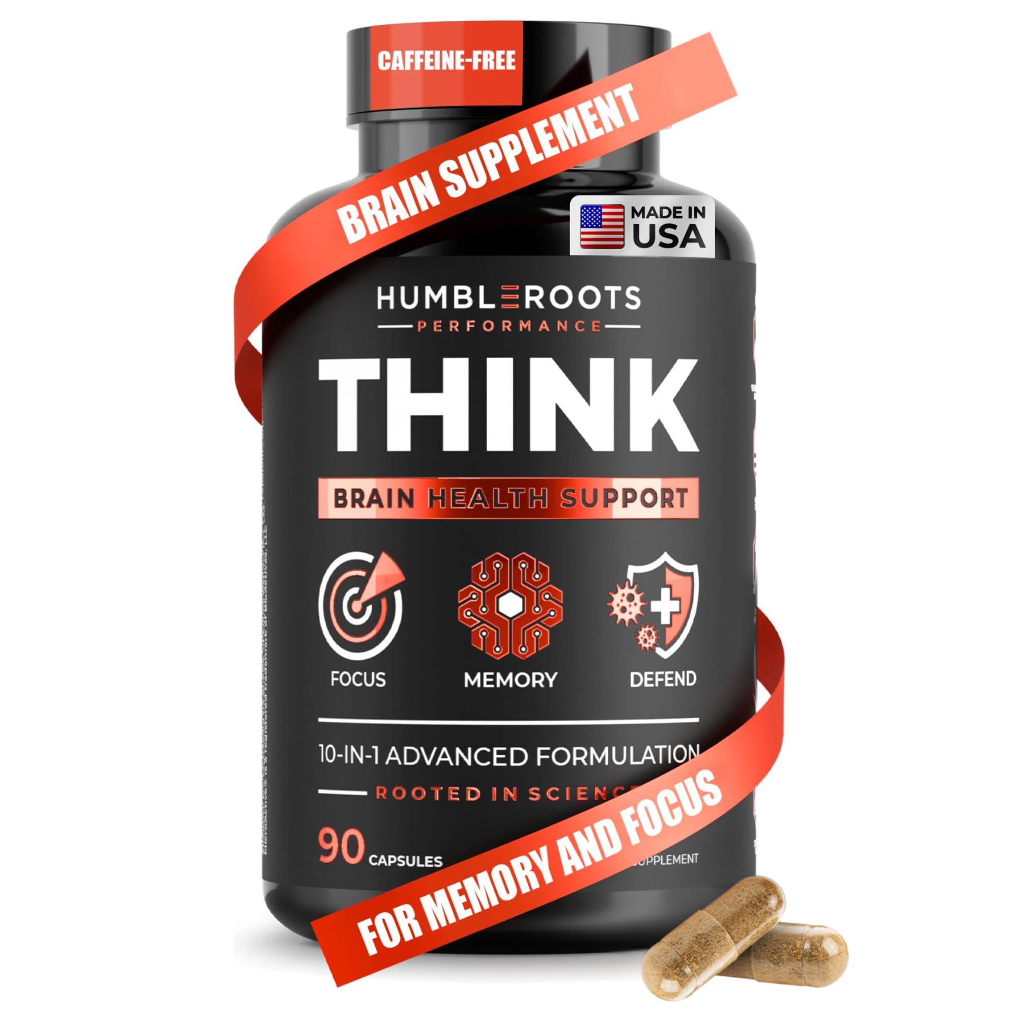 All-Natural Brain Supplement for Memory and Focus - Caffeine-Free Long-Term Cognitive Support - 10 Nootropic Ingredients Including Lion’s Mane, Bacopa, Turmeric, Ginkgo & Huperzine A - 90 Capsules HUMBLEROOTS PERFORMANCE buy supplements canada