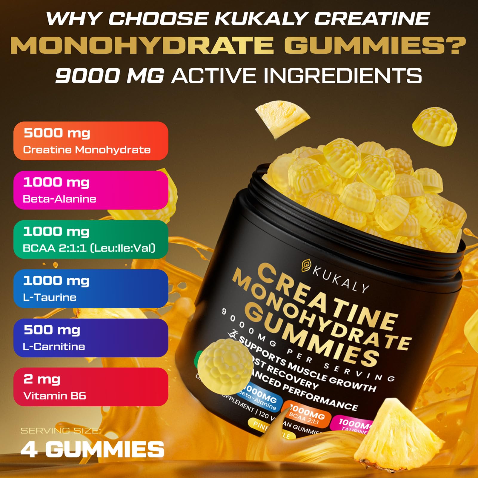 ZyterX Creatine Monohydrate Gummies for Men & Women, 9000MG Creatine Gummies Sugar Free with L-Taurine, BCAA 2:1, B12 B6 for Boost Strength, Focus & Endurance, ZyterX buy supplements canada