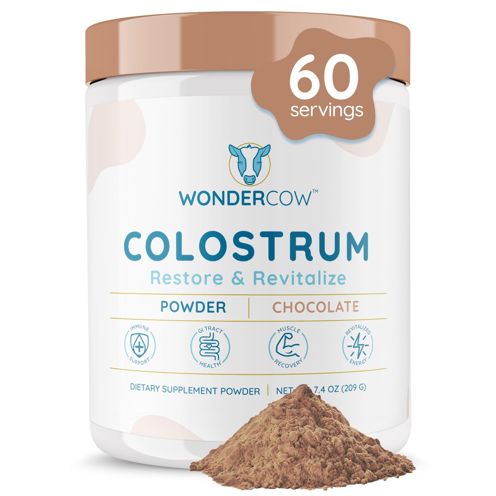 WONDERCOW Colostrum Supplement Powder for Gut Health, Immune Support & Wellness | Natural IgG Pure Whole Bovine Colostrum Superfood, Chocolate, 60 Servings WONDERCOW buy supplements canada