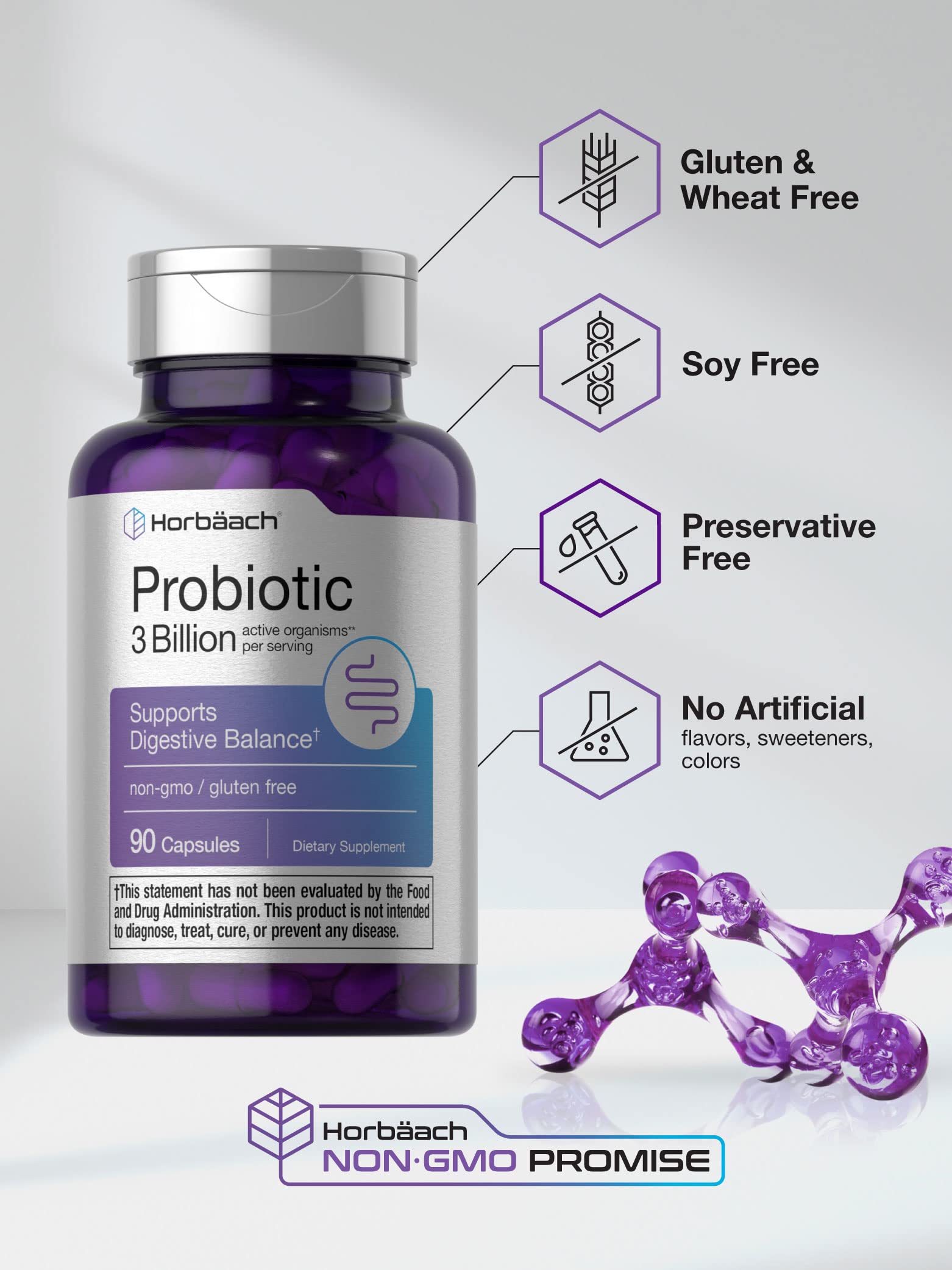 Probiotic for Women & Men's Digestive Health | 3 Billion CFU | 90 Capsules | Non-GMO Horbäach buy supplements canada