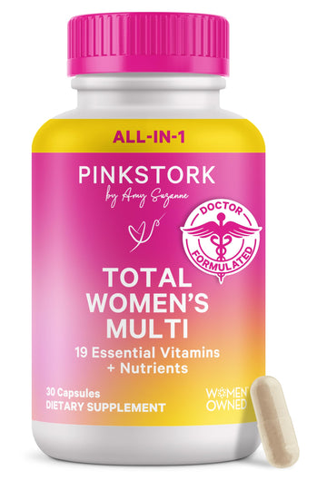Pink Stork Total Women's Multivitamin - 19 Essential Vitamins for Women & Nutrients – Energy, Metabolism, Hormone, Immune & Mood Support – B6, B12, Biotin, Iron & Zinc – 30 Capsules Pink Stork buy supplements canada