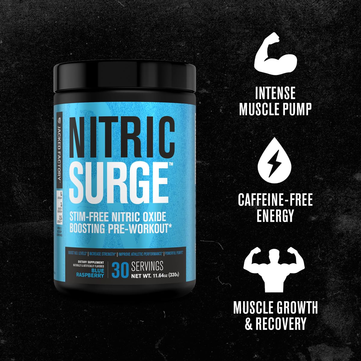 Nitric Surge Stim Free Pre Workout Powder - Caffeine Free Nitric Oxide Supplement Jacked Factory buy supplements canada