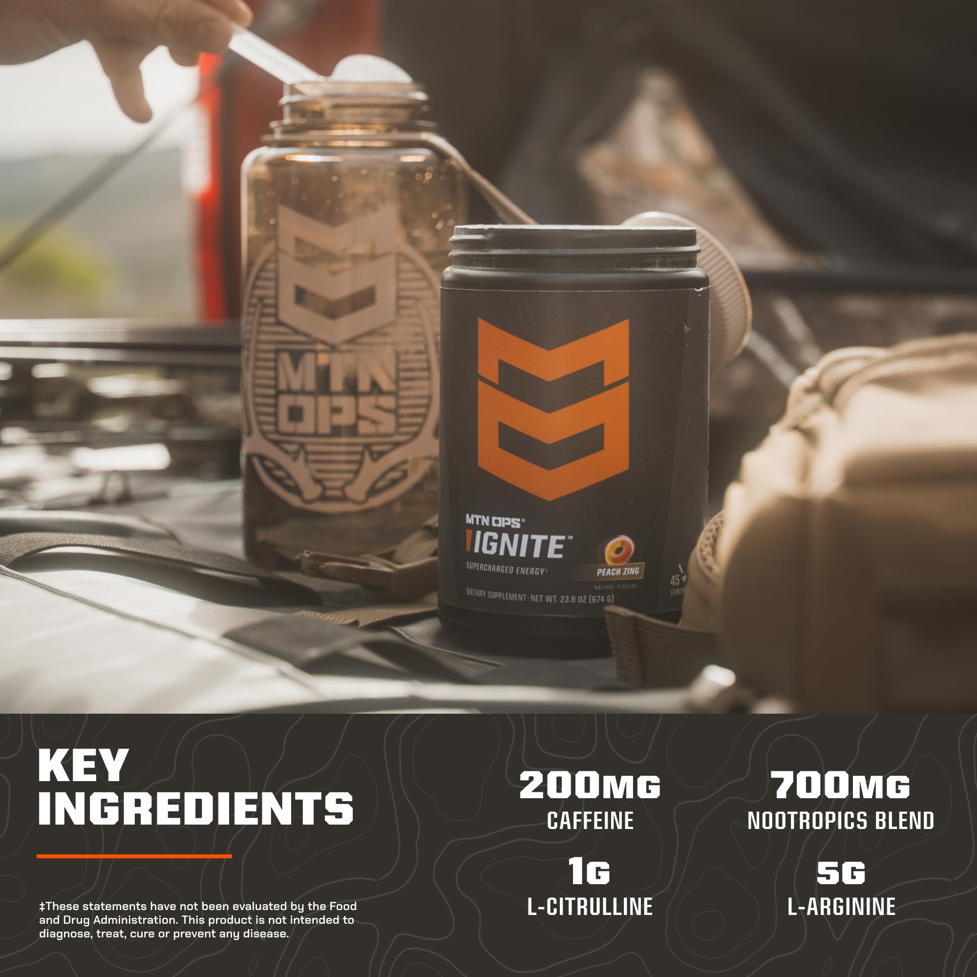 MTN OPS Ignite Trail Packs Energy Drink Powder, Gluten Free Nootropic Supplement Drink Mix, L Arginine, L Citrulline, Caffeine & Nootropic Sugar Free Drink Mix, 20 Servings, Tiger's Blood MTN OPS buy supplements canada