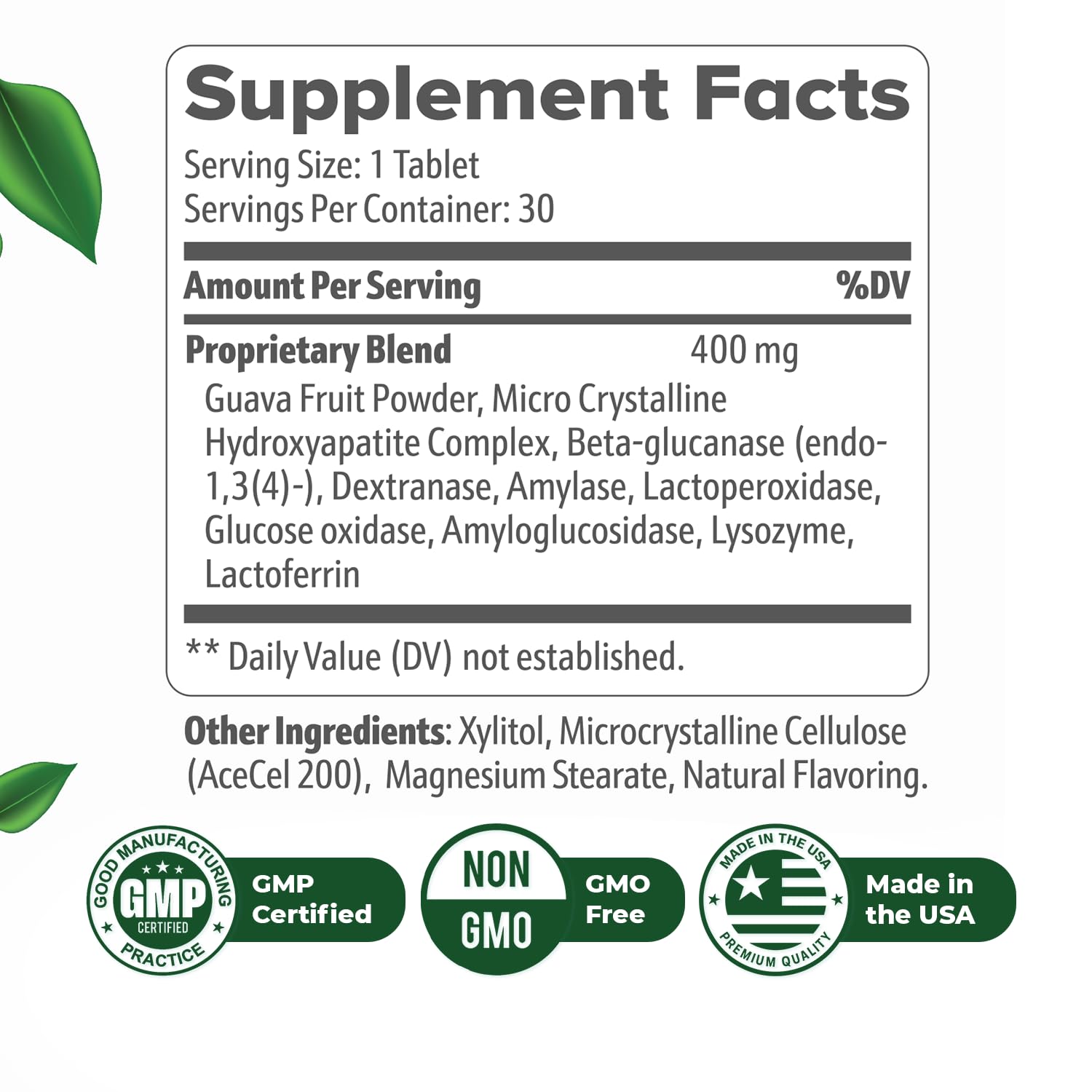 Nature’s NutriWave DentaTonic – Daily Oral Supplement with Guava Fruit, Hydroxyapatite & Enzyme Blend – Made in USA Non-GMO, Stimulant-Free Formula – 30 Tablets, 1 Month Supply Nature’s NutriWave buy supplements canada