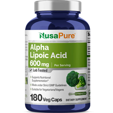 NusaPure Alpha Lipoic Acid 600 mg per Serving 180 Veggie Capsules (Vegetarian, Non-GMO, Vegan) NusaPure buy supplements canada