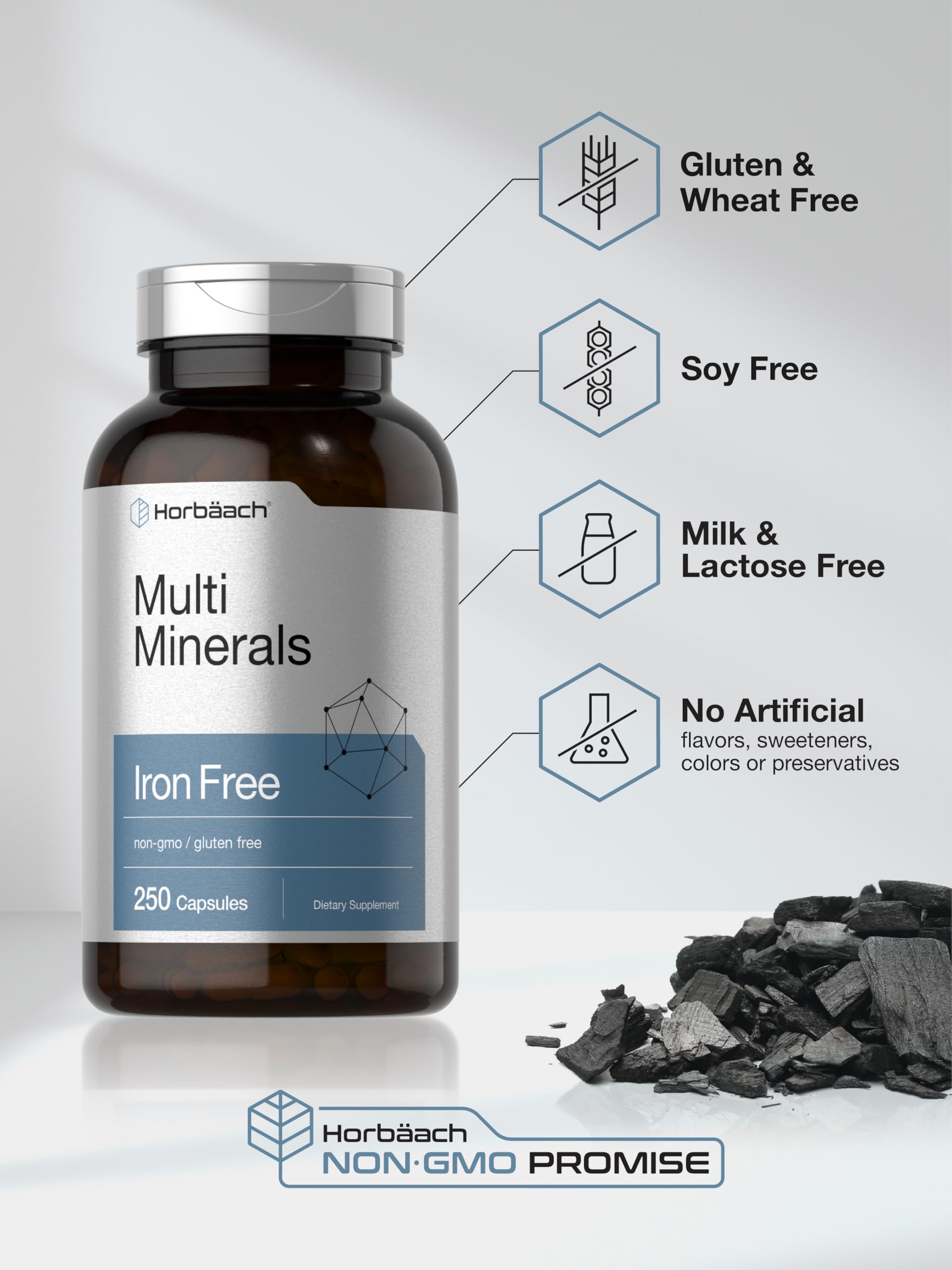 Horbäach Multi Minerals Supplement | 250 Capsules | Iron Free | Daily Mineral Complex for Men and Women | Non-GMO & Gluten Free Horbäach buy supplements canada