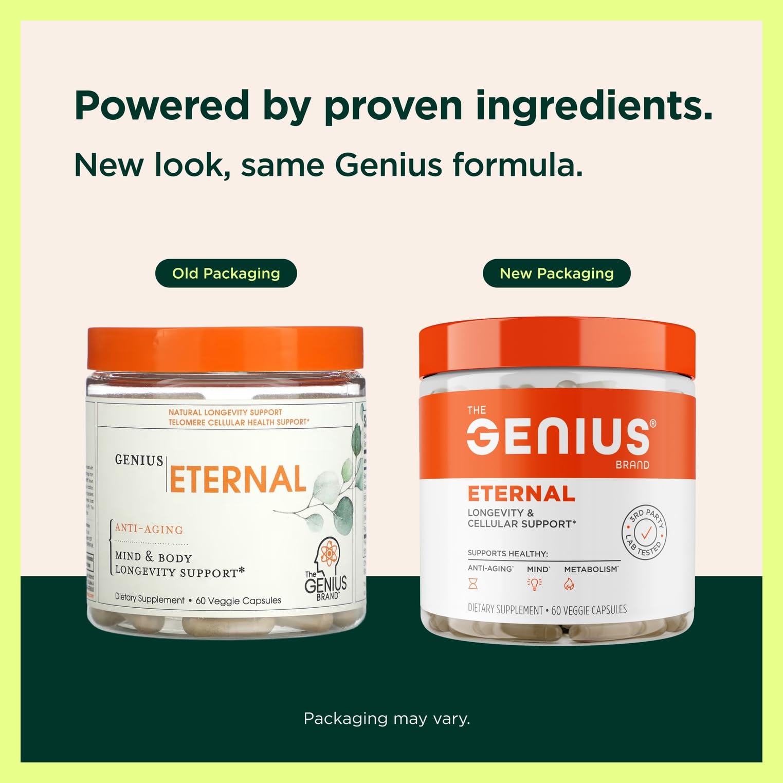 The Genius Brand Genius Eternal - Cellular Repair Supplement for Daily Clarity - Supports Brain Health, Endurance, Energy, Focus, Memory & Vitality - Non-GMO - 60 Veggie Capsules The Genius Brand buy supplements canada