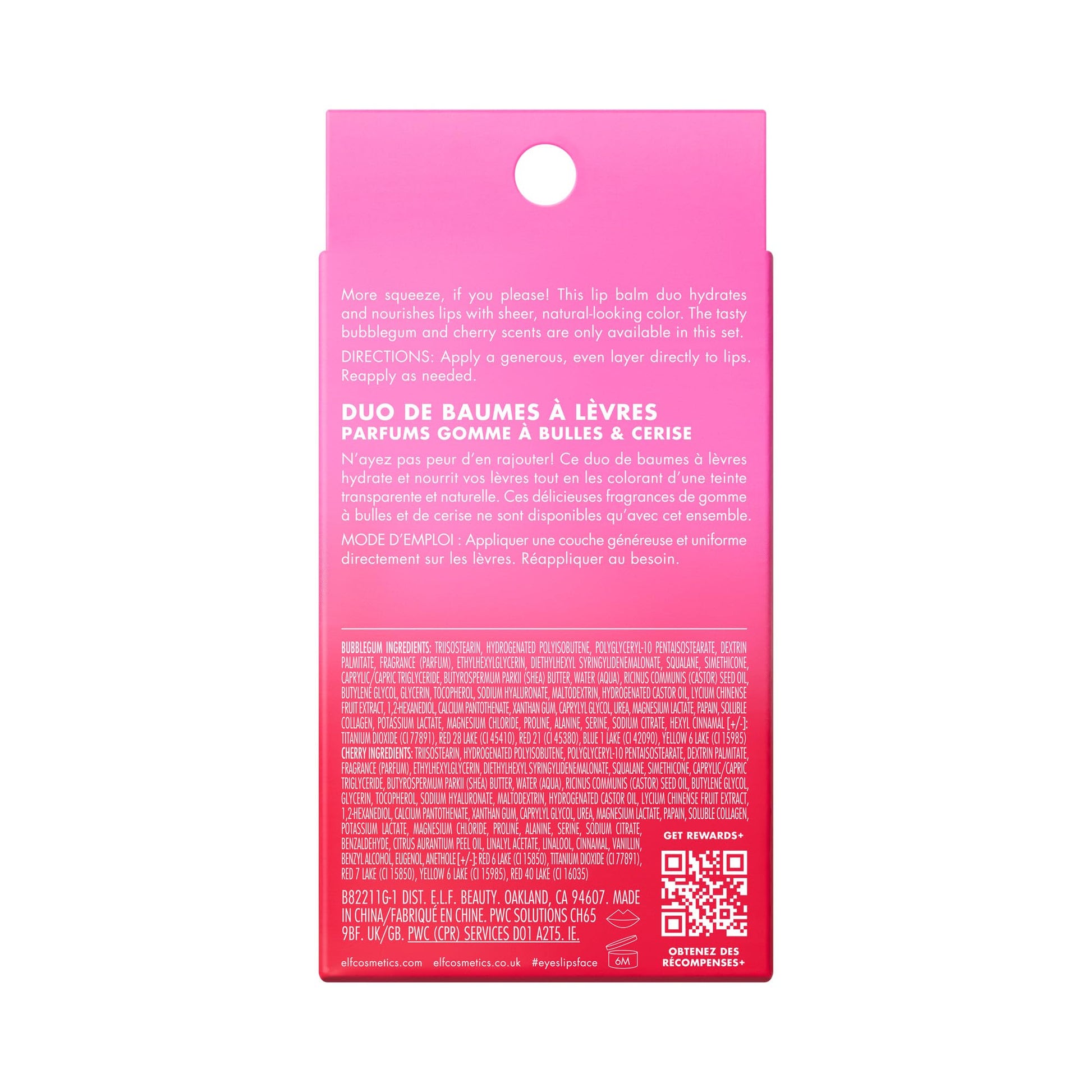 e.l.f. Squeeze Me More Lip Balm Duo, Moisturizing Balm For A Sheer Tint Of Color, Made With Hyaluronic Acid, Vegan & Cruelty-Free, Cherry & Bubblegum e.l.f. buy supplements canada
