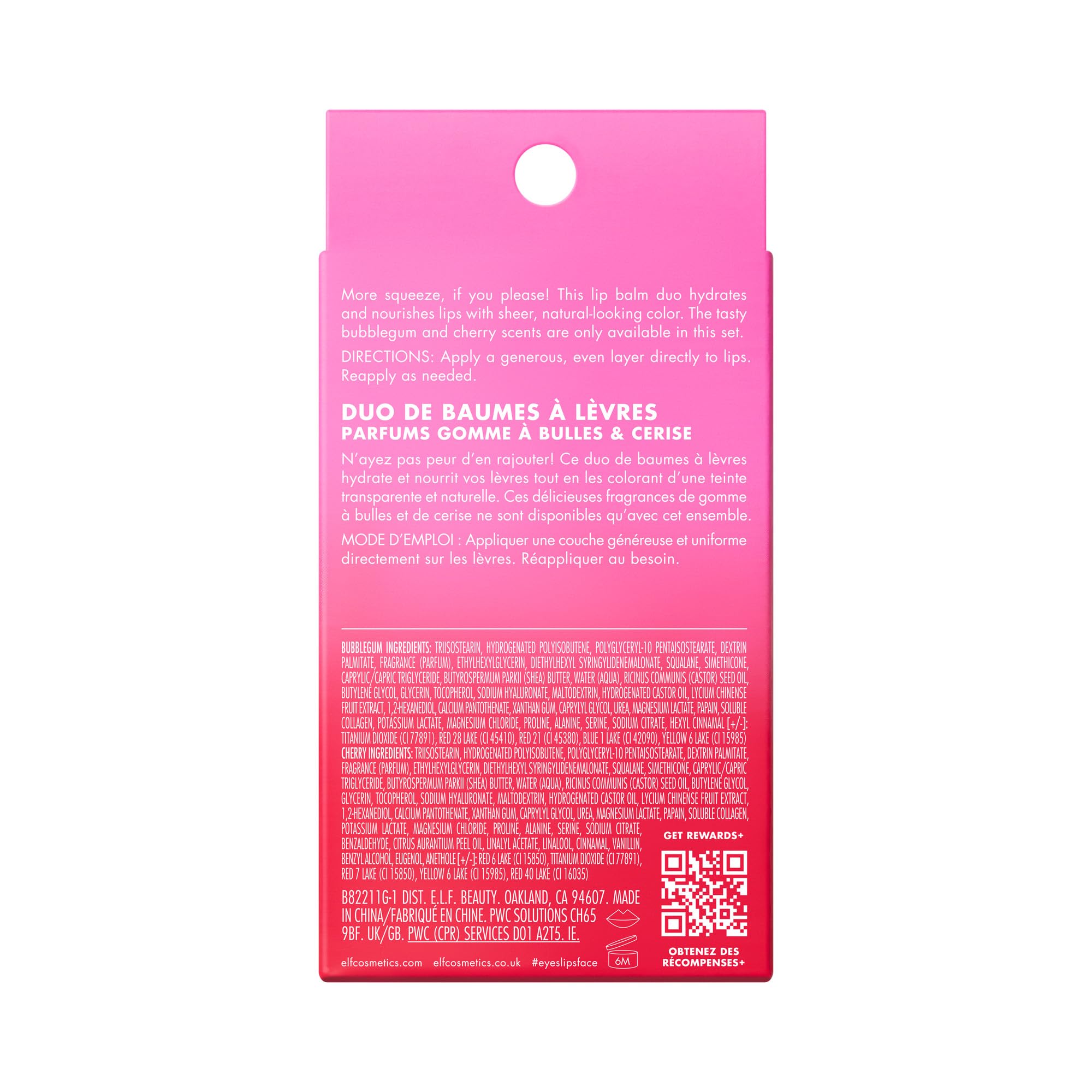 e.l.f. Squeeze Me More Lip Balm Duo, Moisturizing Balm For A Sheer Tint Of Color, Made With Hyaluronic Acid, Vegan & Cruelty-Free, Cherry & Bubblegum e.l.f. buy supplements canada