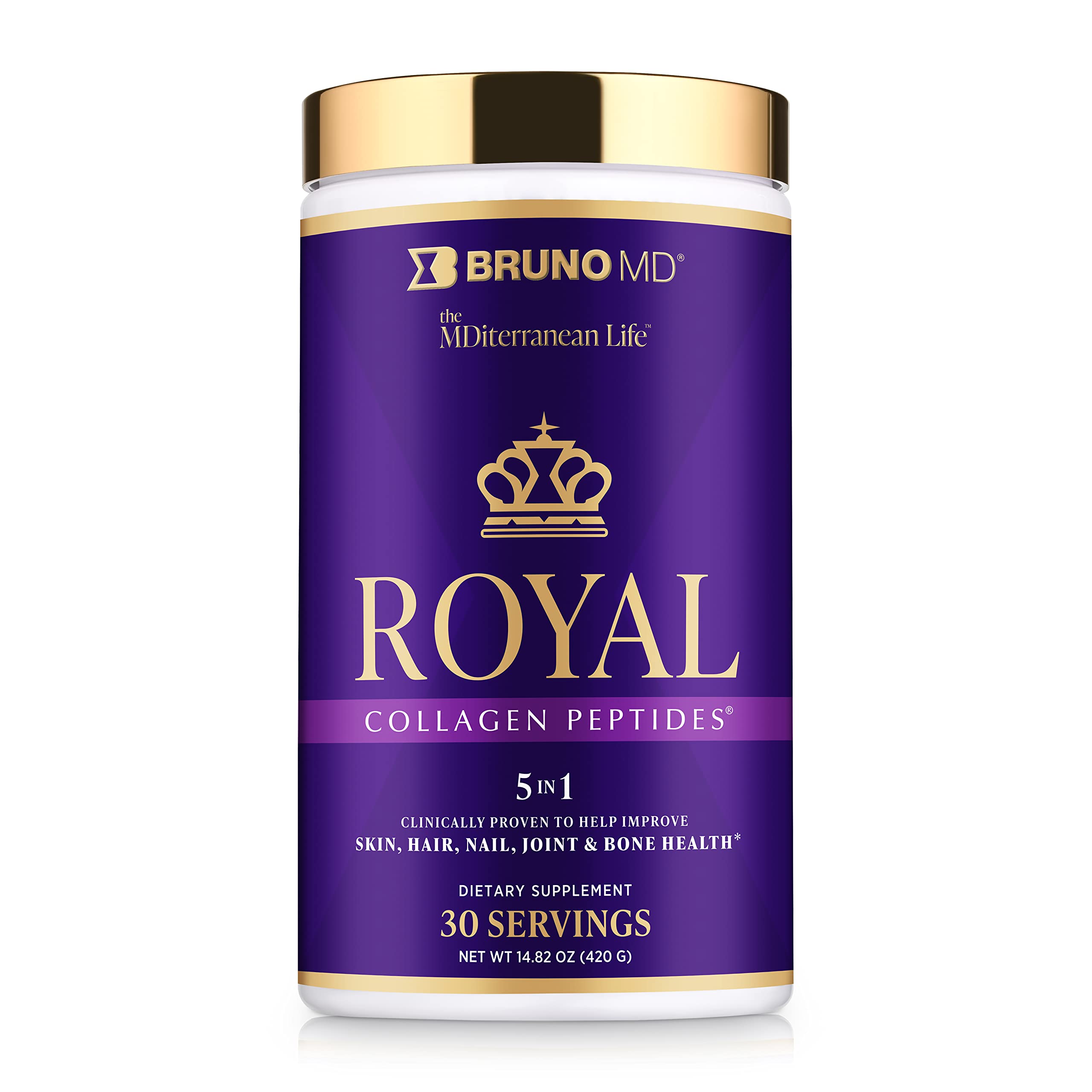 Bruno MD Royal Collagen Peptides, Clinically proven, Dietary Supplement, Improves Skin & Cellulite, European Sourced, Improves the Look of Hair & Nails, Blended with Vitamin C, Bone & Joint Supplement BRUNO MD buy supplements canada