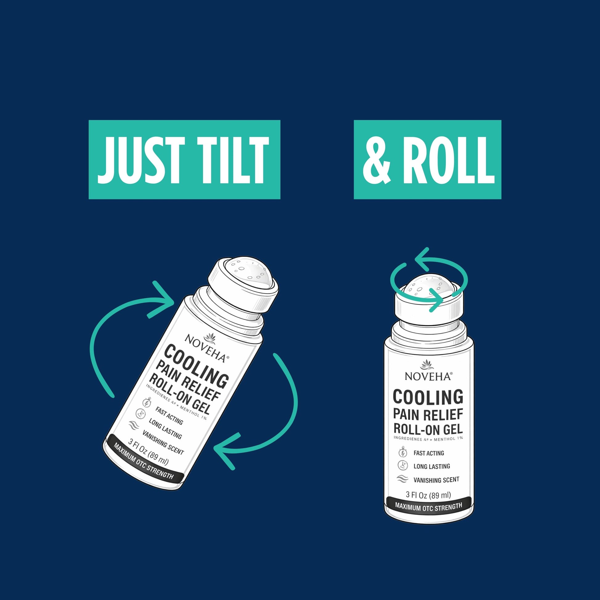 NOVEHA Lidocaine Roll-On Gel 4% | Maximum Strength Temporary Topical Pain Relief for Minor Muscle & Joint Aches | Cooling Formula with Menthol & Arnica | Non-Greasy, Quick-Drying | 2.5 fl oz NOVEHA buy supplements canada