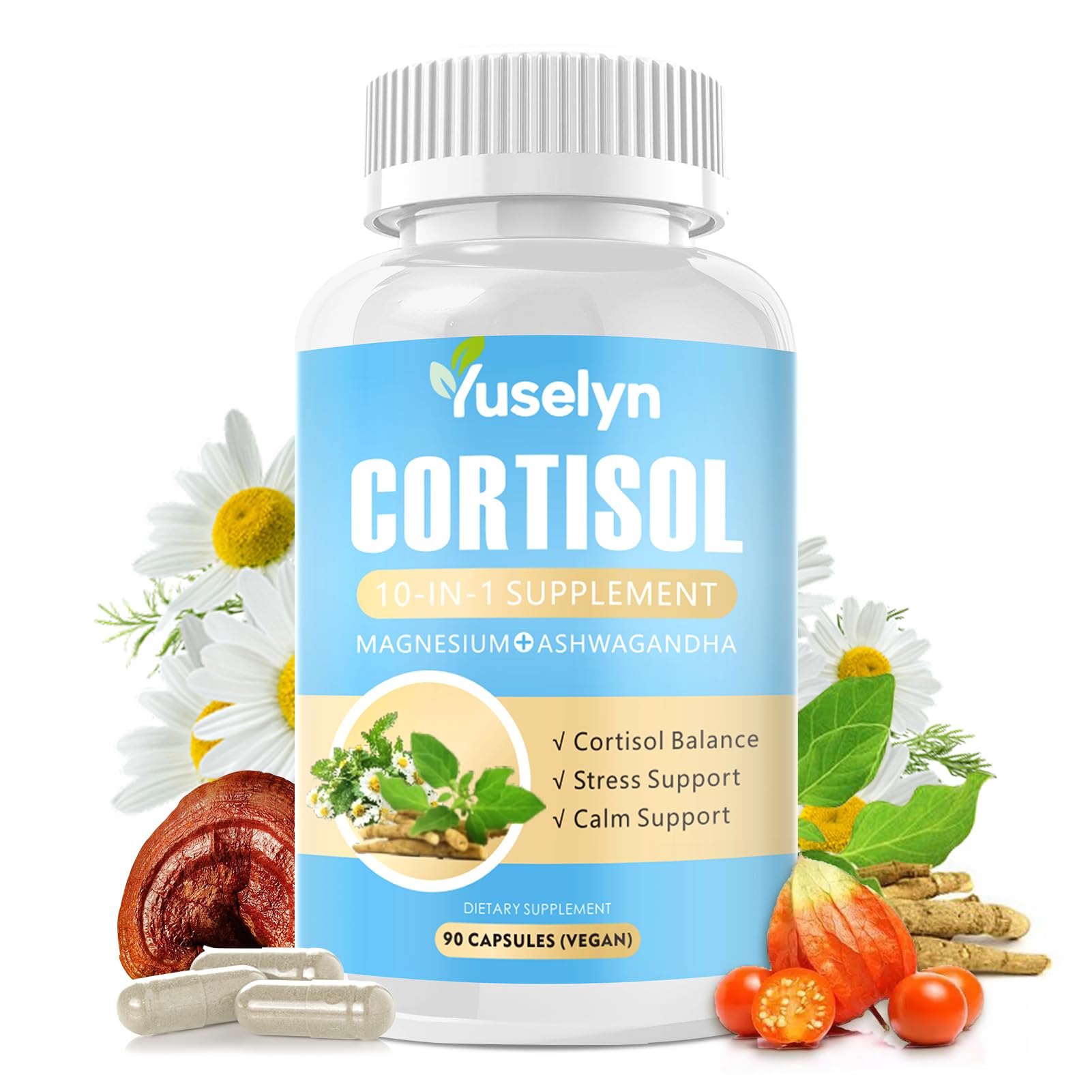 Yuselyn Cortisol Supplements for Women & Men, 10-in-1 Cortisol Detox Manager - High Cortisol Lowering Supplements with Magnesium, Ashwagandha & L-Theanine for Balanced Calm & Stress Relief Yuselyn buy supplements canada