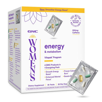 GNC Women's Energy and Metabolism Vitapak Program - Multivitamin Pack for Women - Female Energy Complex with a Clinically-Backed Thermogenic & L-Theanine - High-Potency - 1 Month Supply GNC buy supplements canada