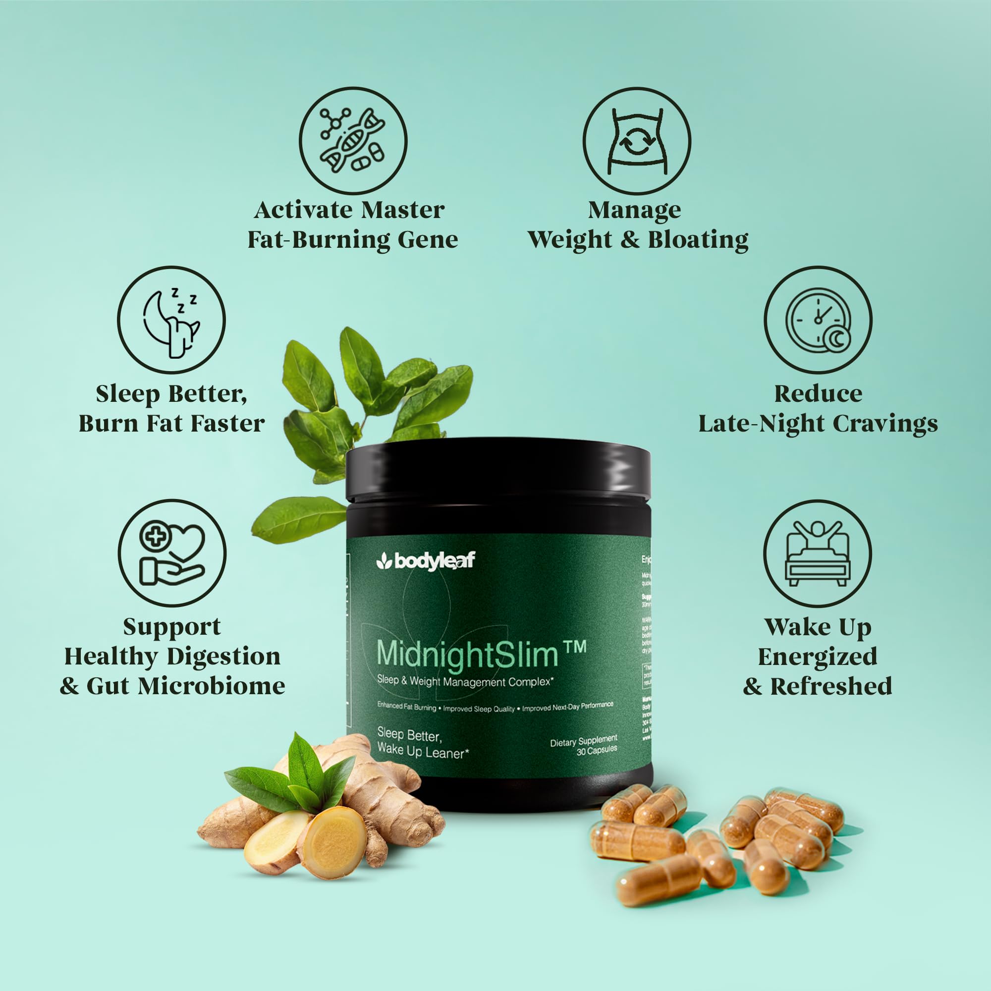 MidnightSlim™ | Advanced Nighttime Weight  | Maximum Strength Metabolism Support, Digestive Health, Peaceful Sleep | Premium Probiotic Complex | 30 Capsules Body Leaf buy supplements canada