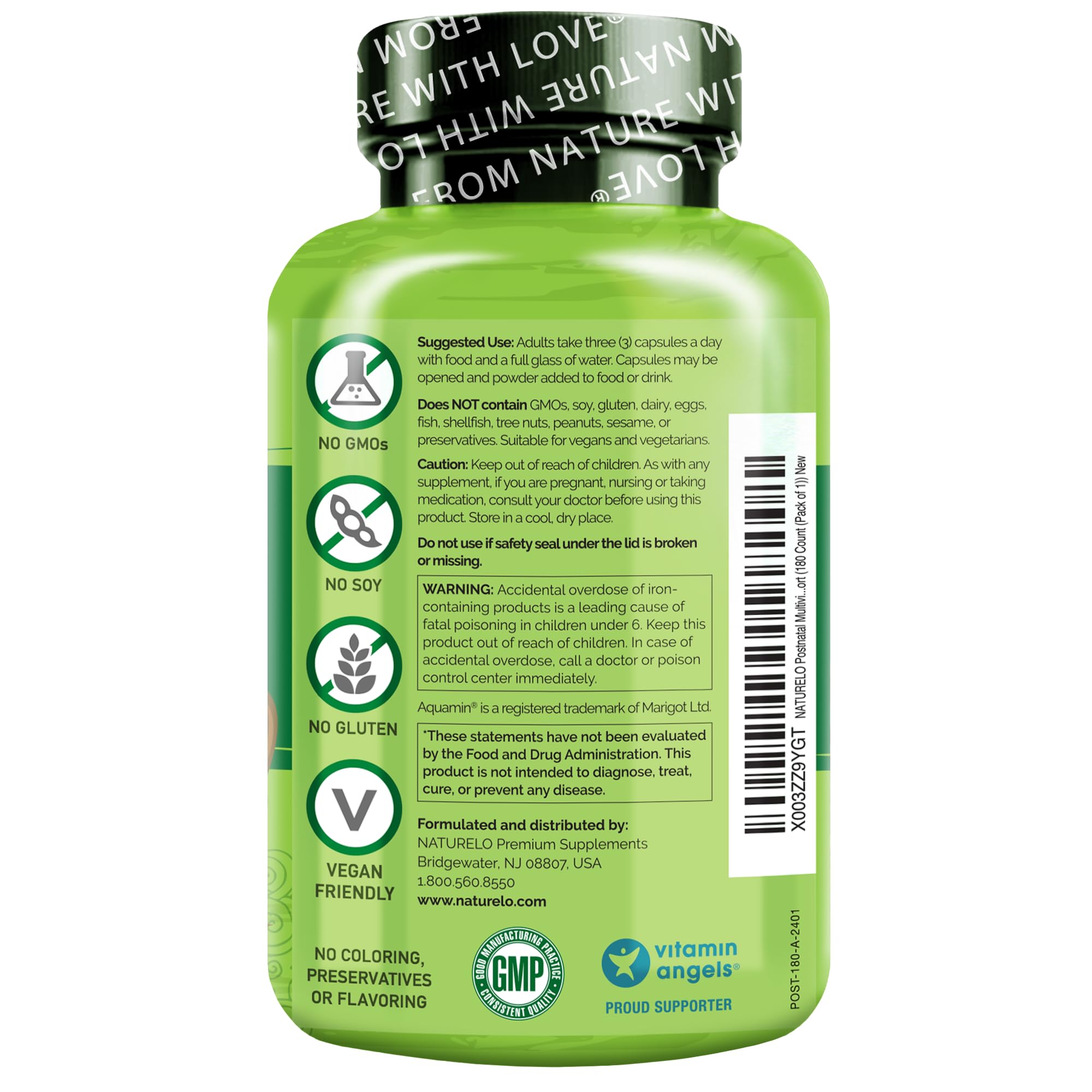 NATURELO Postnatal Multivitamin - Supplement for Breastfeeding Women - Plant-Based Vitamin D, Folate, Gentle Iron - for Nursing Mother, Baby NATURELO buy supplements canada