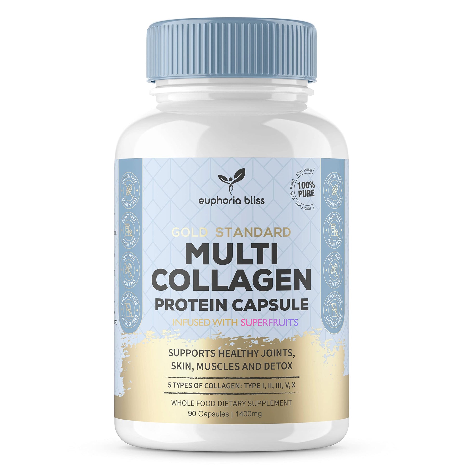 High Strength Multi Collagen 1400MG Tablets with Turmeric & Kelp, Skin, Hair, Nails Euphoria Bliss buy supplements canada