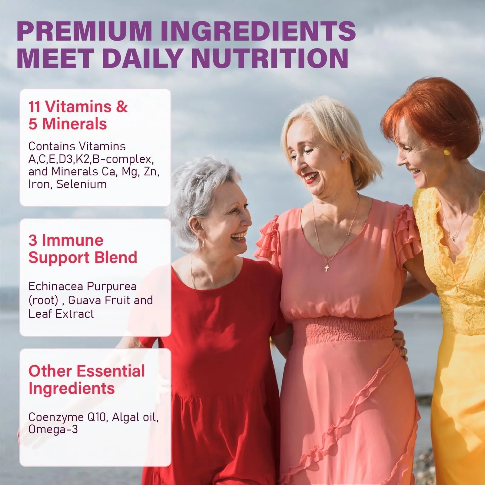 Multivitamin Gummies for Women 50 Plus - with Omega 3, Coenzyme Q10, Iron, Calcium, Zinc, Vitamin A, C, D3, E, K2, B Complex, Folate Tcemundry buy supplements canada