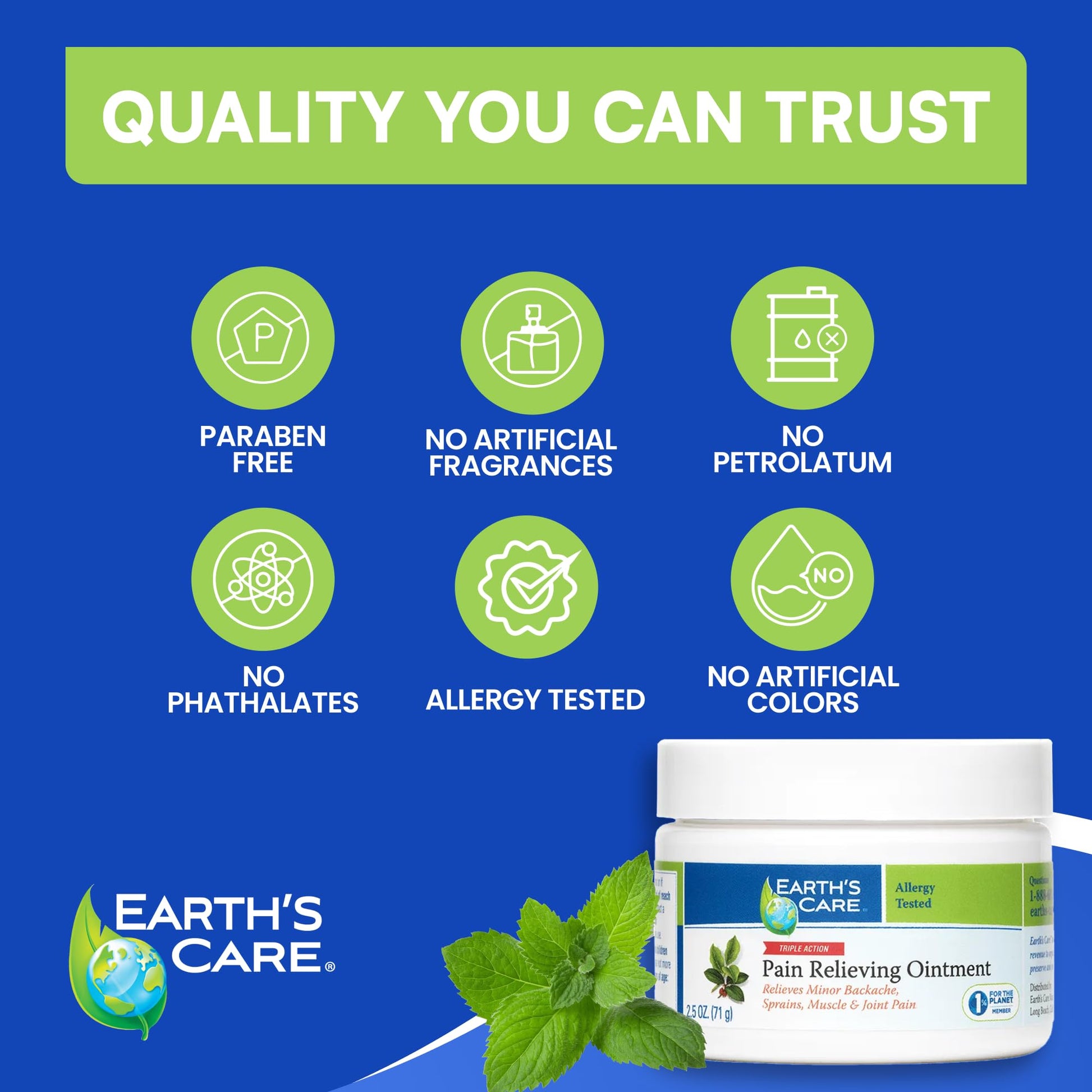 Earth's Care Pain Relieving Ointment - Triple Action Muscle and Joint Pain Relief Cream - Topical Analgesic 2.5 oz (3 Jars) Earth's Care buy supplements canada