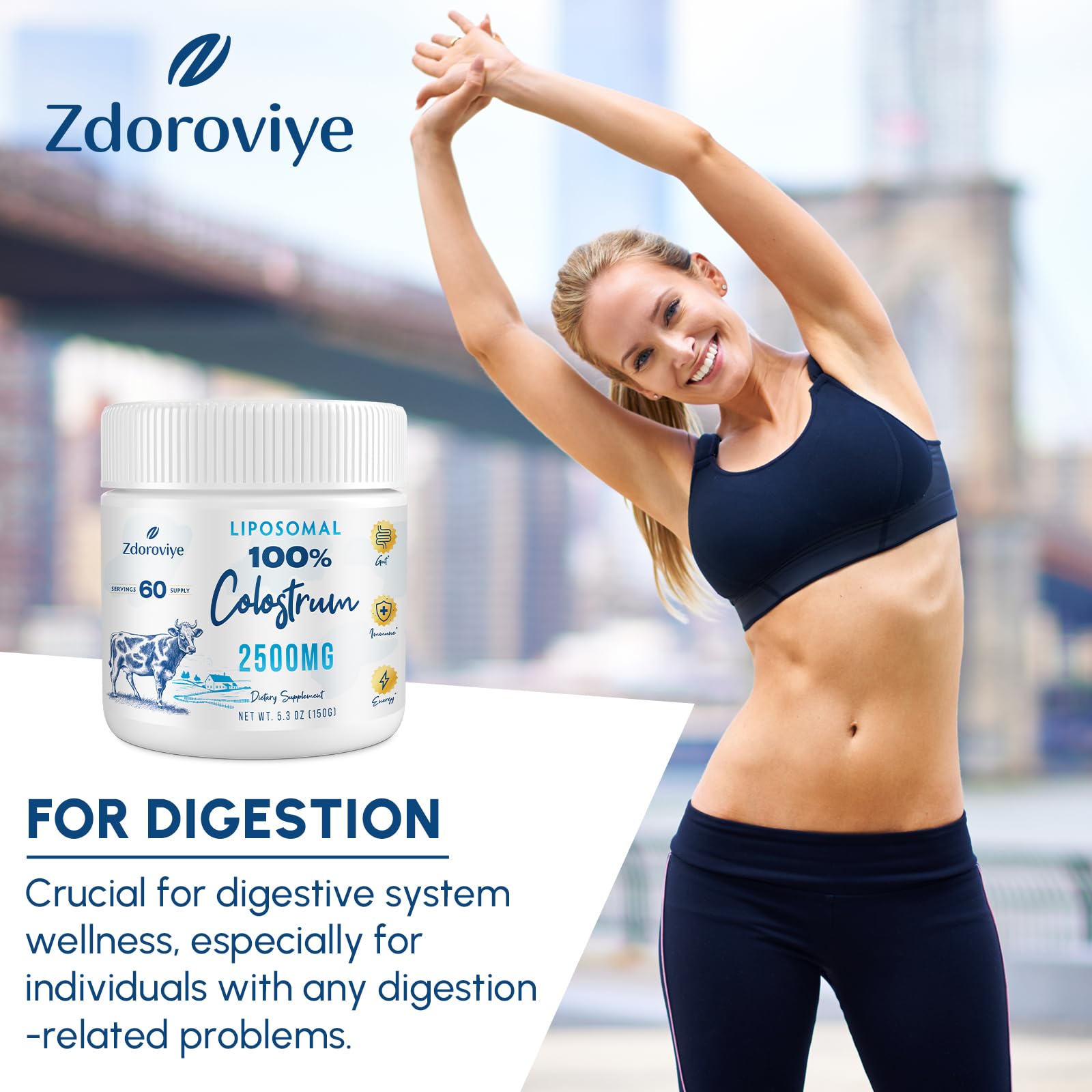 Zdoroviye Liposomal Bovine Colostrum Powder Supplement 2500 mg, Higher Absorption Than Regular Bovine Colostrum (60 Servings) Zdoroviye buy supplements canada