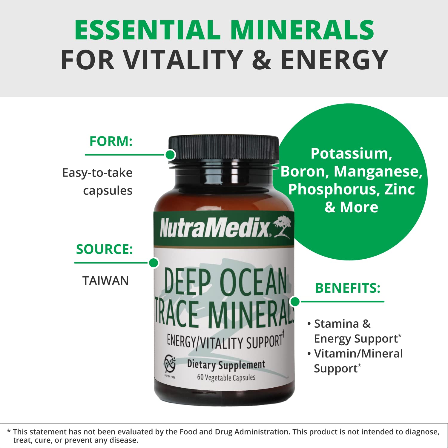 NutraMedix Deep Ocean Trace Minerals 1,000mg - Mineral & Energy Supplements - Magnesium, Zinc, Potassium, Boron, Phosphorus & Manganese NutraMedix buy supplements canada