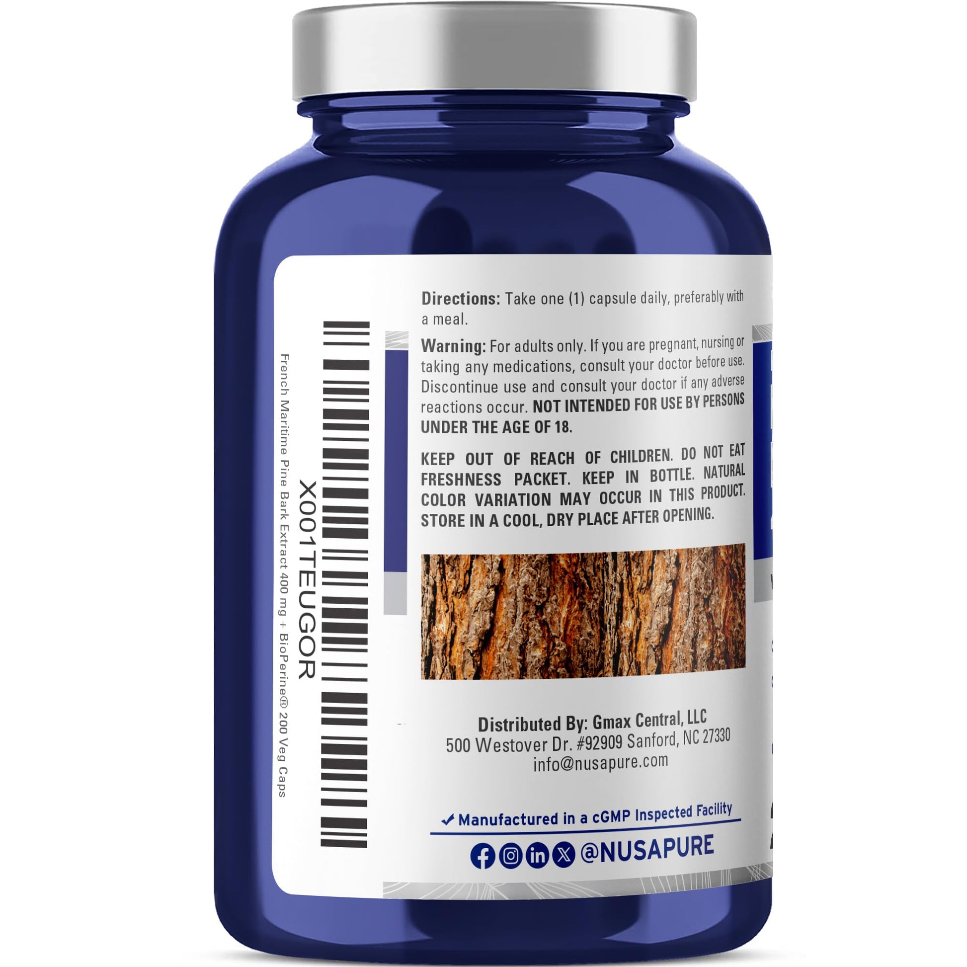 NusaPure French Maritime Pine Bark Extract 400mg per Veggie Caps 200-Day Supply Bioperine Non-GMO Vegan NusaPure buy supplements canada