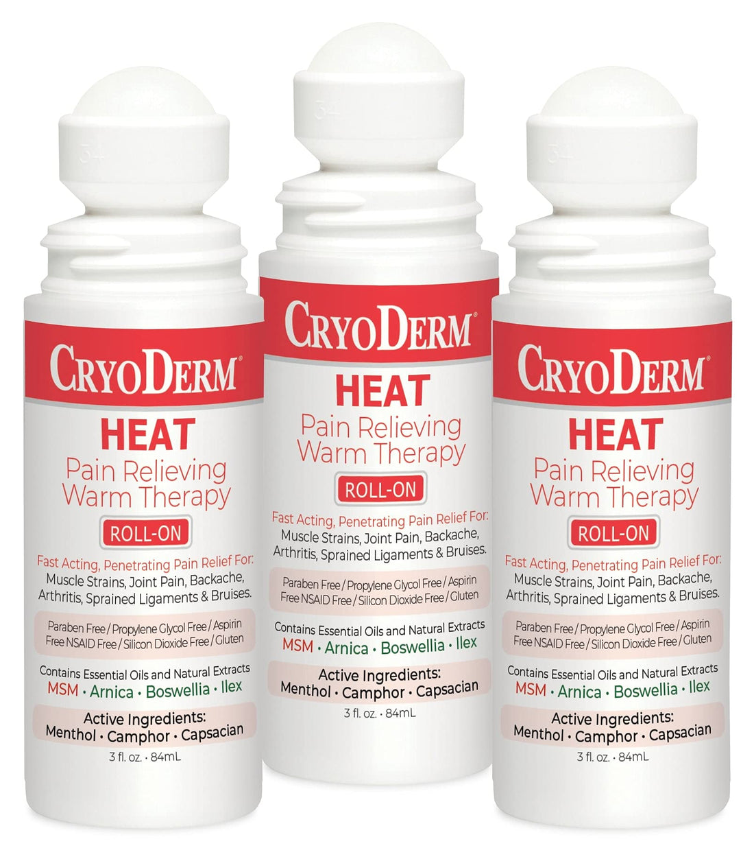 Pkg of 3 CryoDerm Heat Roll-On CryoDerm buy supplements canada