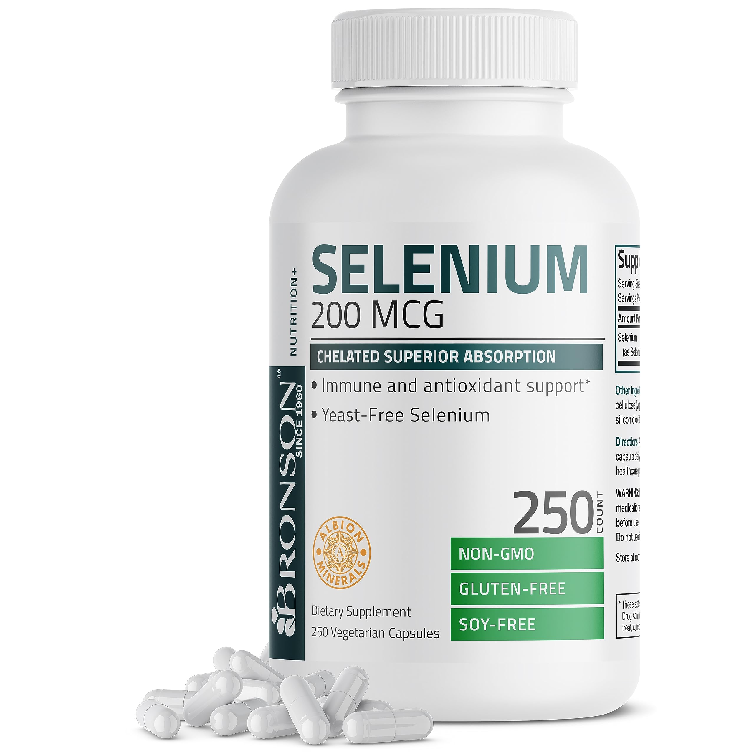 Bronson Selenium 200 mcg – Yeast Free Chelated Amino Acid Complex - Essential Trace Mineral with Superior Absorption Bronson buy supplements canada