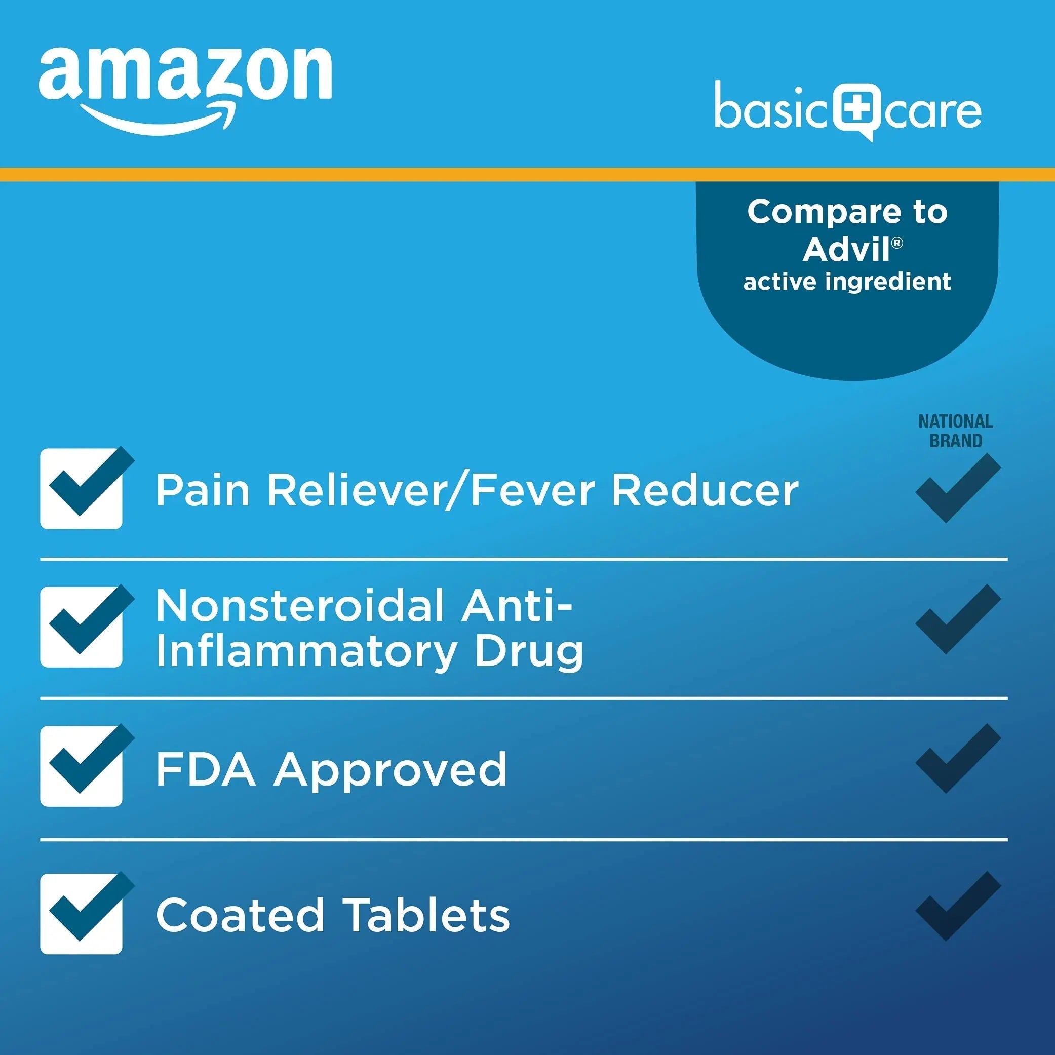 Amazon Basic Care Ibuprofen Tablets, 200 mg, Pain Reliever and Fever Reducer, For Headache, Muscular Aches, Arthritis, Backache, Menstrual Pain, 100 Count (Pack of 1) Amazon Basic Care buy supplements canada