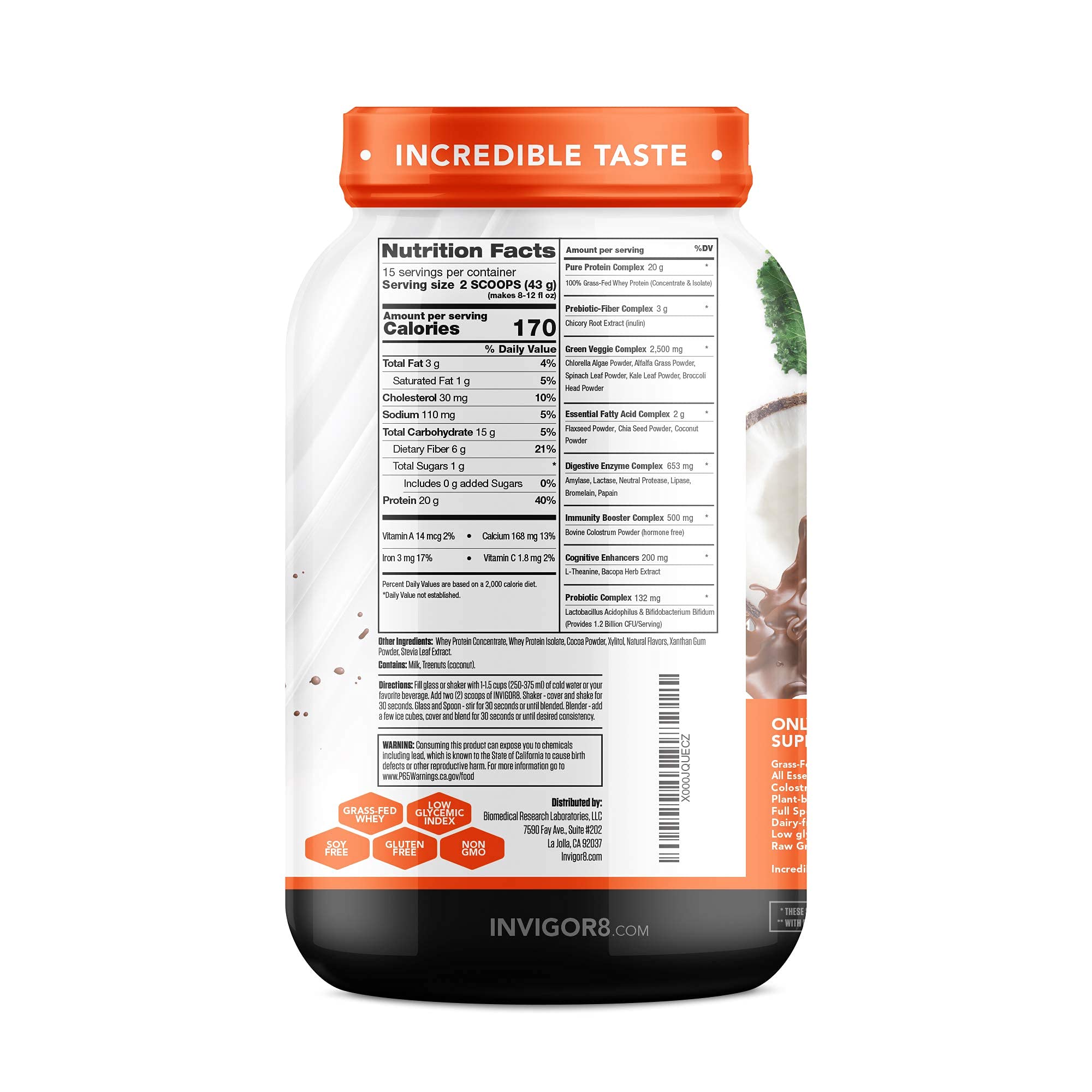 INVIGOR8 Superfood Grass Fed Whey Protein Isolate Shake Chocolate Brownie Gluten INVIGOR8 buy supplements canada