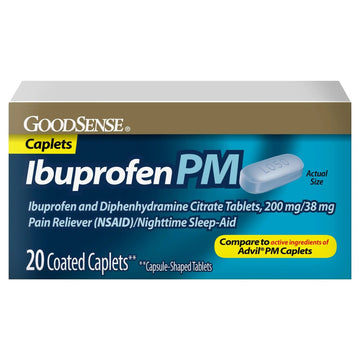 GoodSense Ibuprofen PM, Ibuprofen 200 mg and Diphenhydramine Citrate 38 mg Tablets, Pain Reliever and Nighttime Sleep-Aid GoodSense buy supplements canada