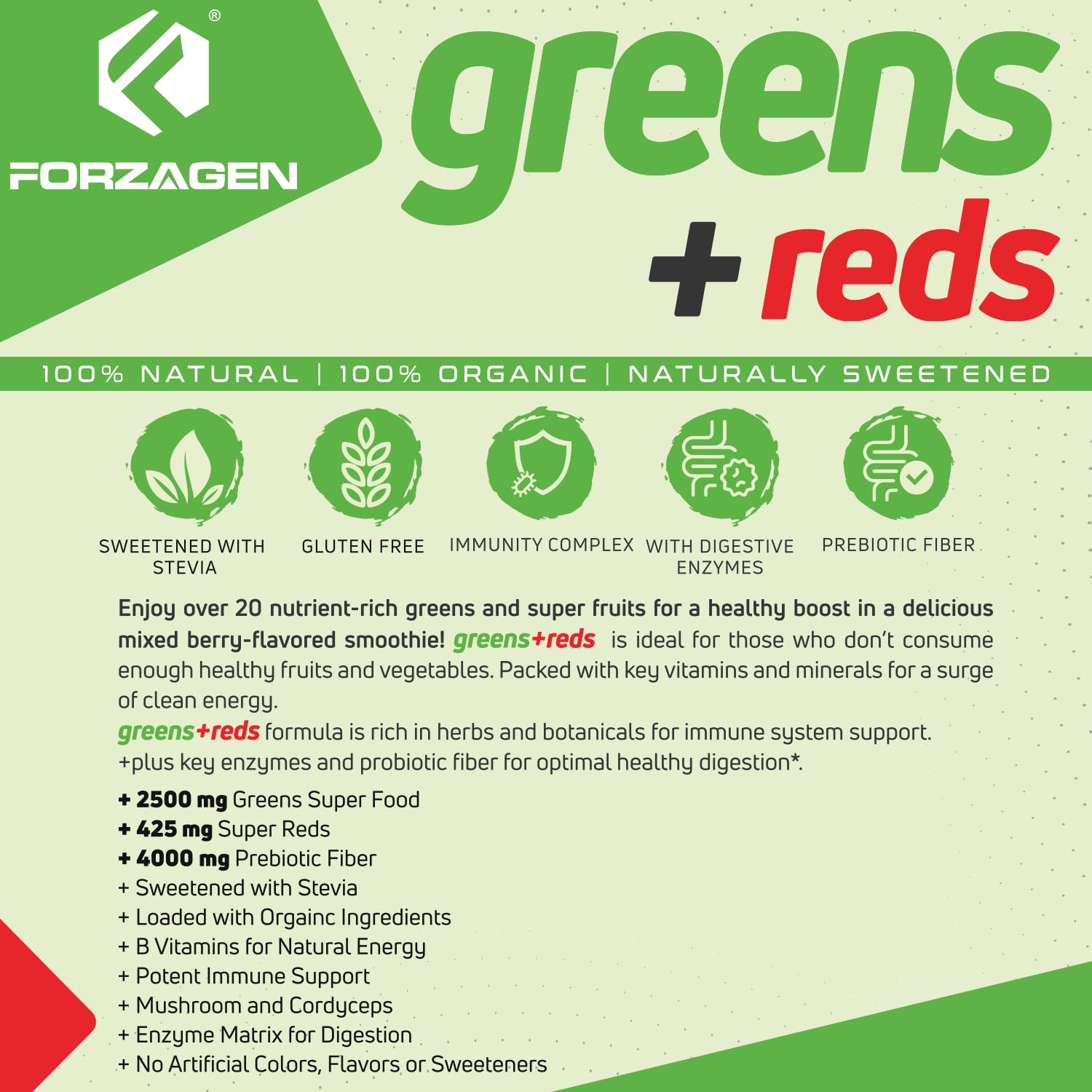 Forzagen Vegan Greens & Reds Superfood Powder - Organic Super Greens Powder | Premium Veggie Powder Supplement | 35 Servings Reds and Greens Superfood Powder Forzagen buy supplements canada