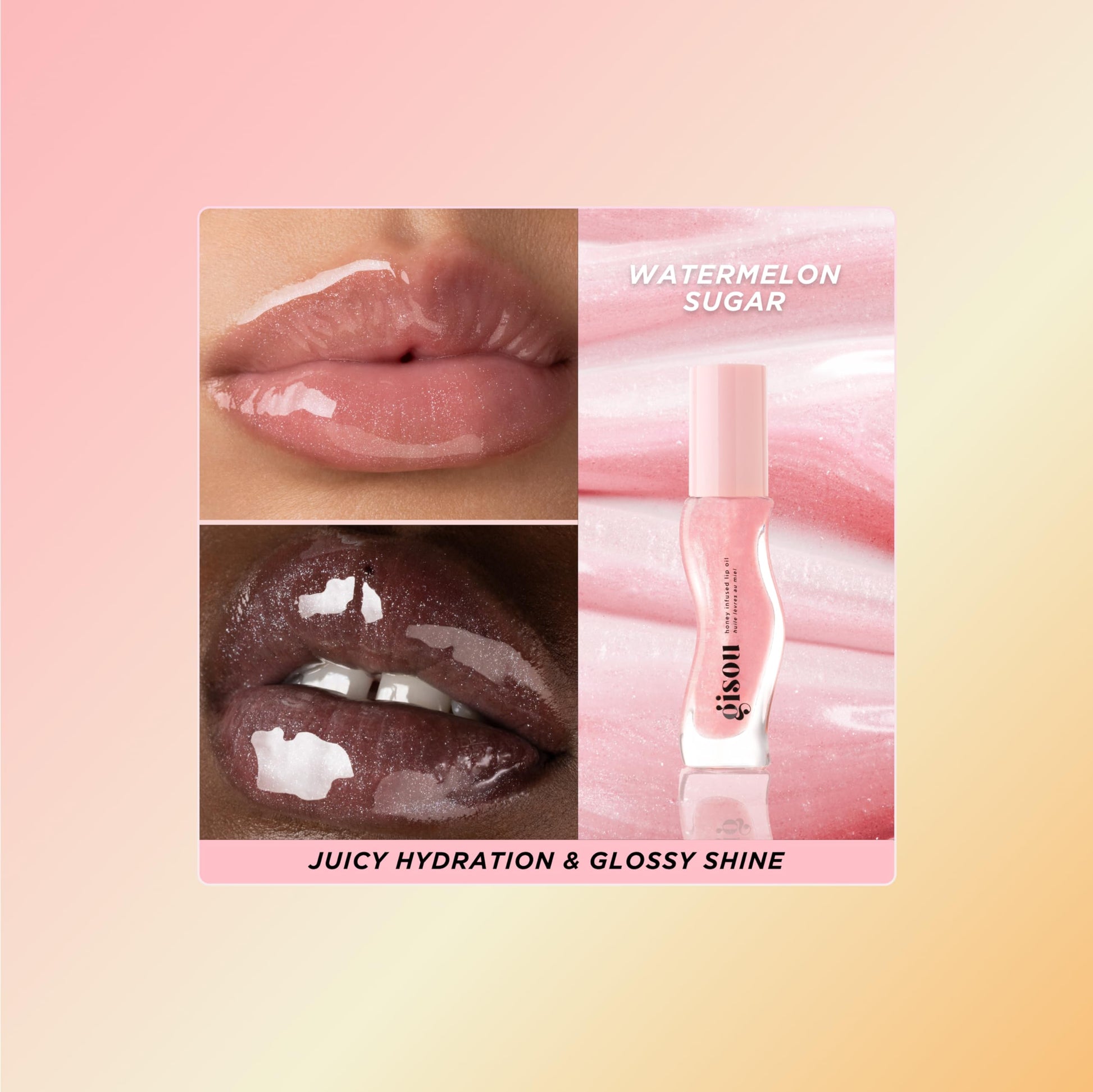 Gisou Honey Infused Hydrating Lip Oil, Nourishing Lip Moisturizer for Dry Lips (Watermelon Sugar) Gisou buy supplements canada