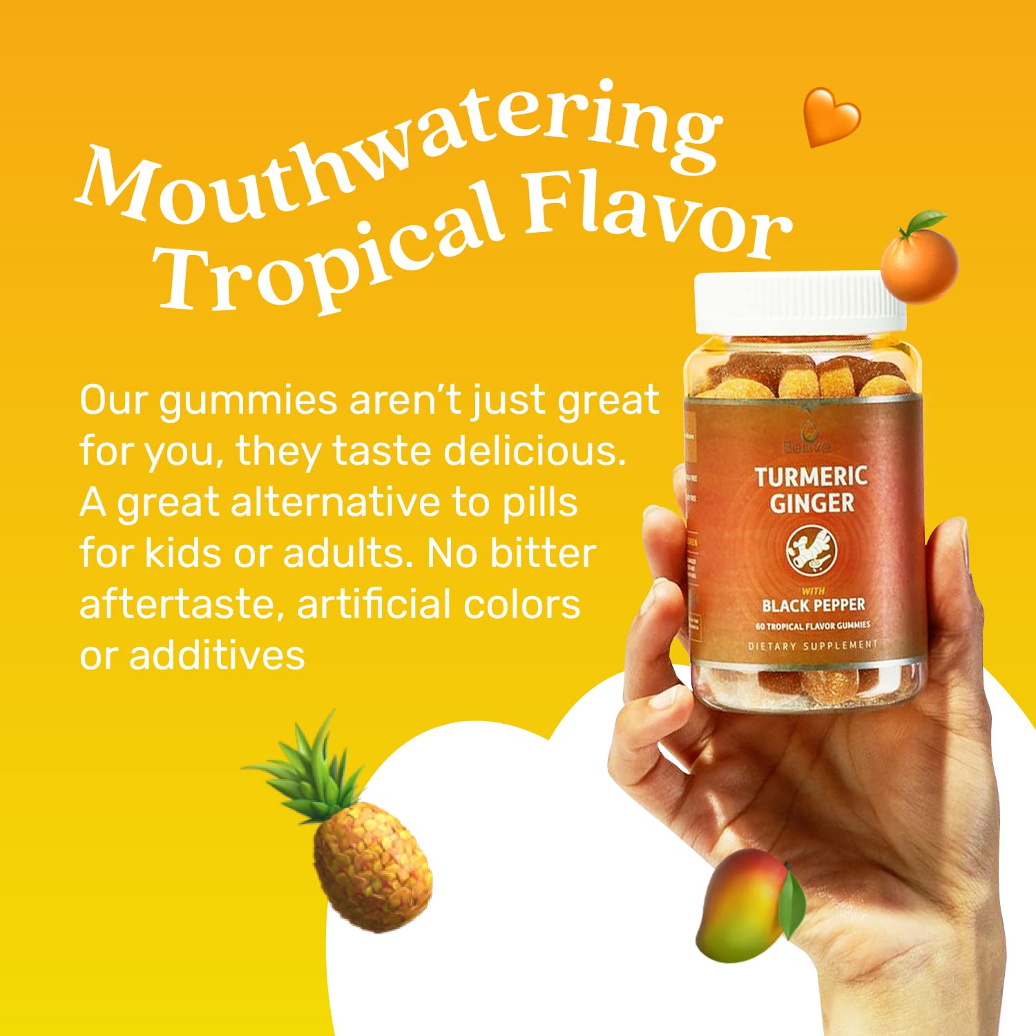 BeLive Turmeric Curcumin with Black Pepper & Ginger - 60 Gummies I Turmeric and Ginger BeLive buy supplements canada