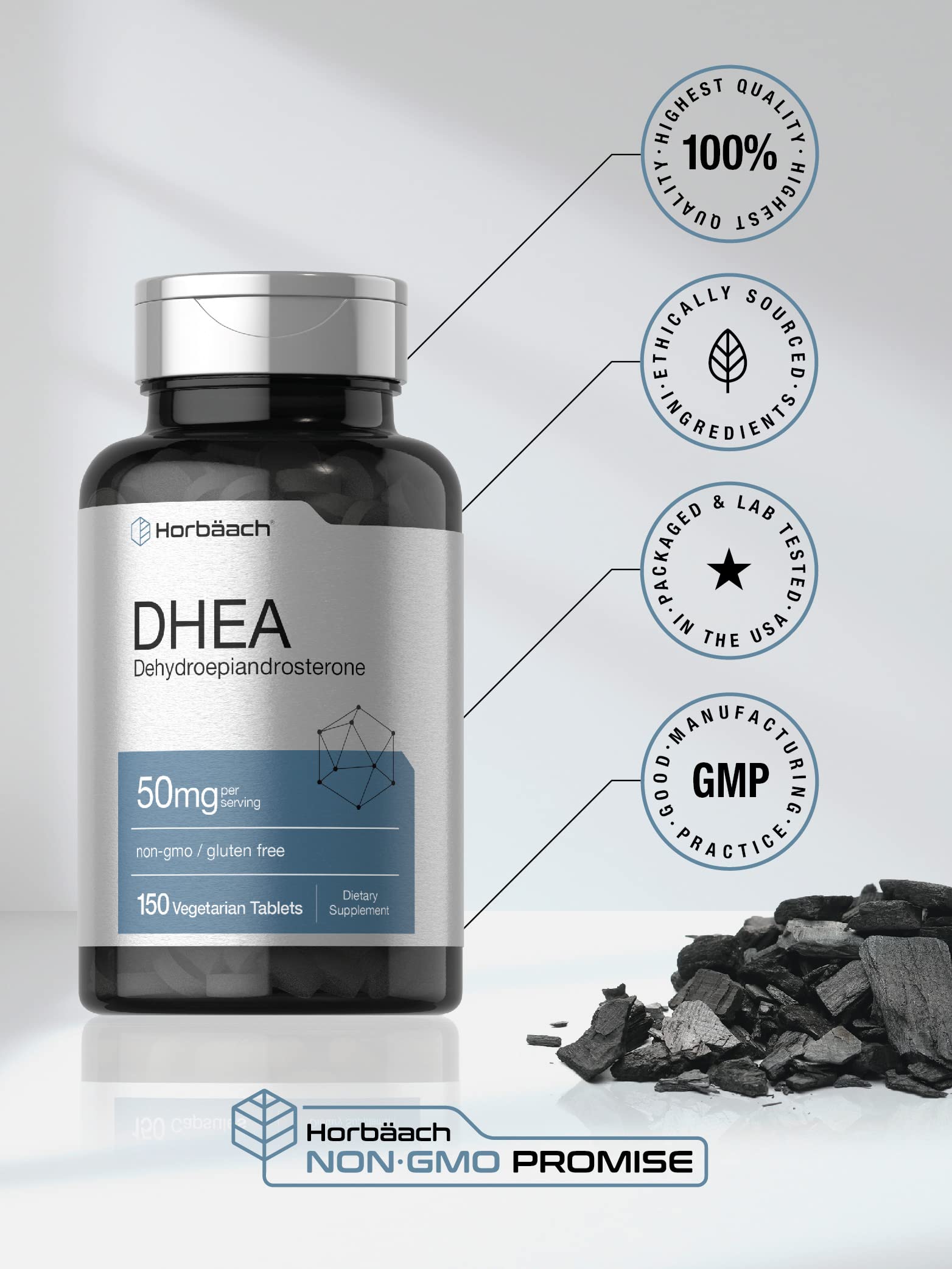 DHEA 50mg 150 Tablets | Non-GMO, Gluten Free Supplement | by Horbaach Horbäach buy supplements canada